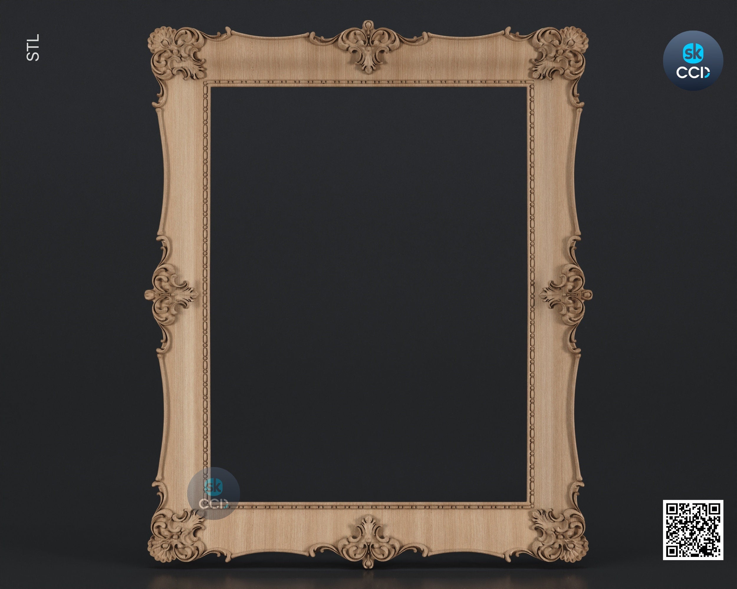 Carved Frame STL 3D Model, Carvign Frame, CNC Router Carving ArtCAM File, CNC files, Wood, Art, Wall Decor SKWF10157