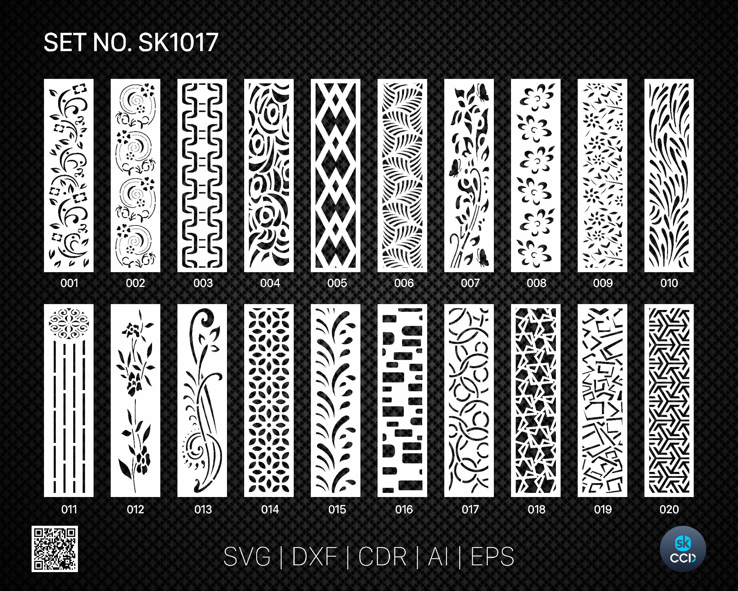 20 Decorative panel | Set SK1017 | Room Divider, Screen, Partitions, Door Panel Laser, Cnc, Plasma, Cricut File CDR, Svg, AI, Dxf, Eps