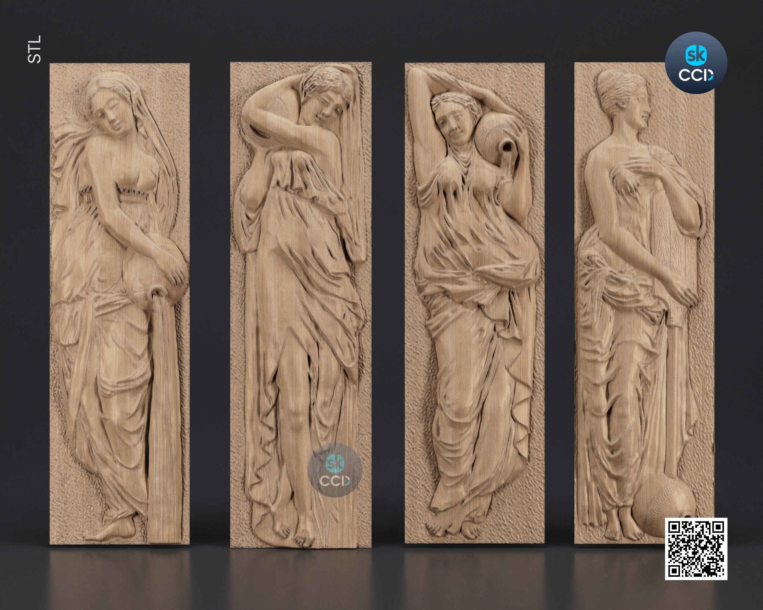 Wood Wall Art, Fountain of innocents STL Model, CNC Router Carving ArtCAM File, Wall Sculpture, Wood Carving, 3D Model