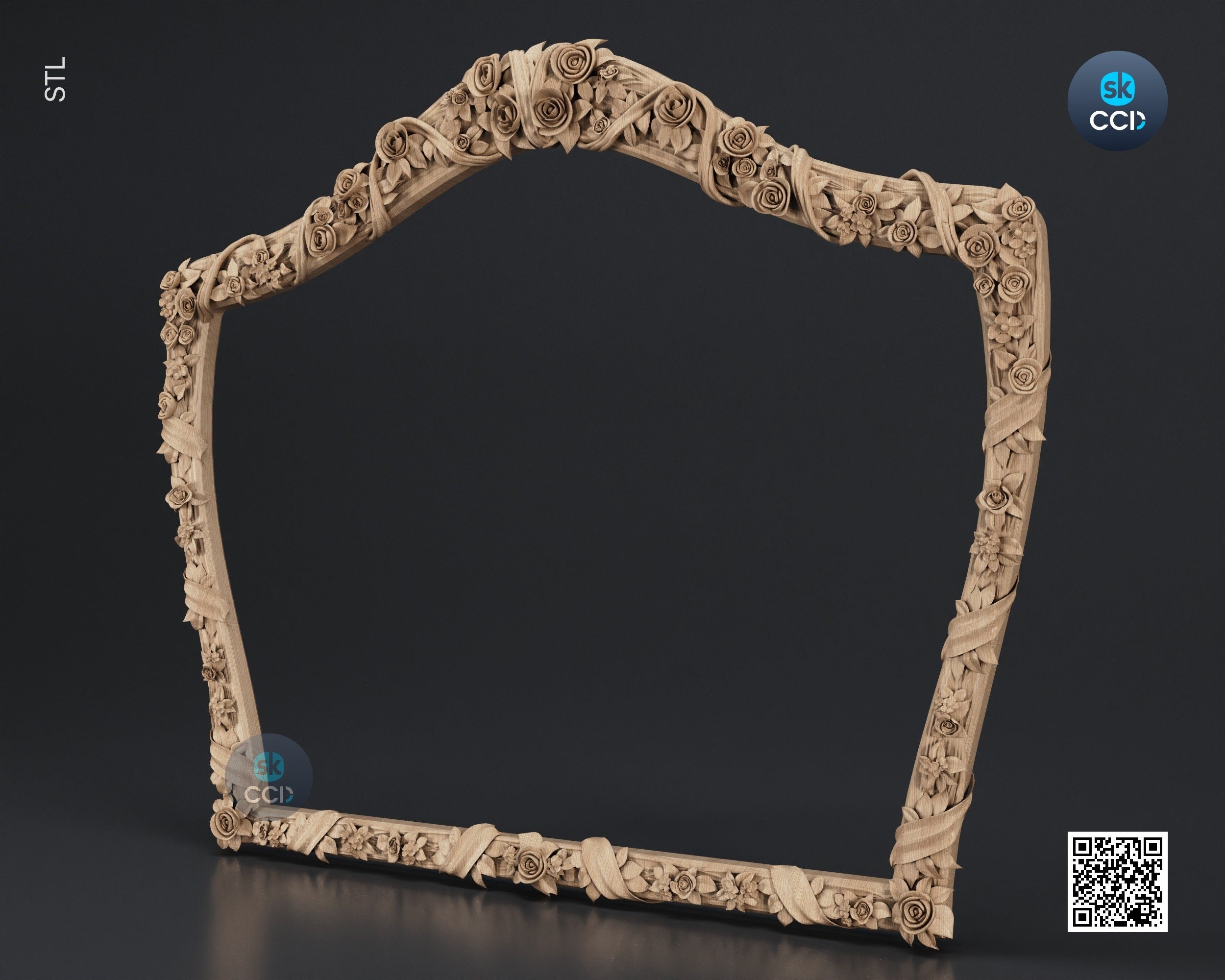 Carved Frame STL 3D Model, Carvign Frame, CNC Router Carving ArtCAM File, CNC files, Wood, Art, Wall Decor SKWF1002