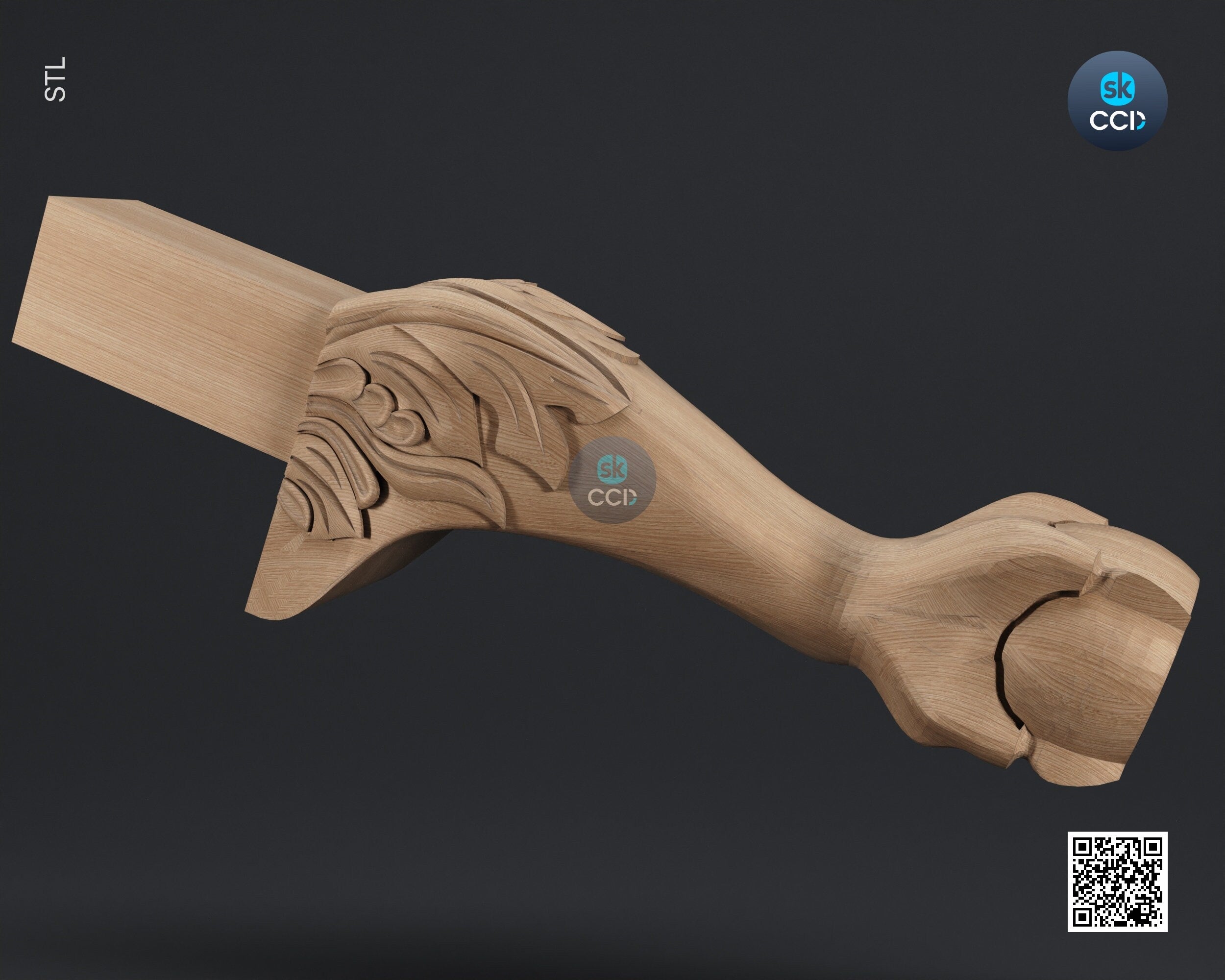 Furniture Leg 3D Model For Cnc Router, Wood Carving Digital File, Column Design, Model No. SKWL1008