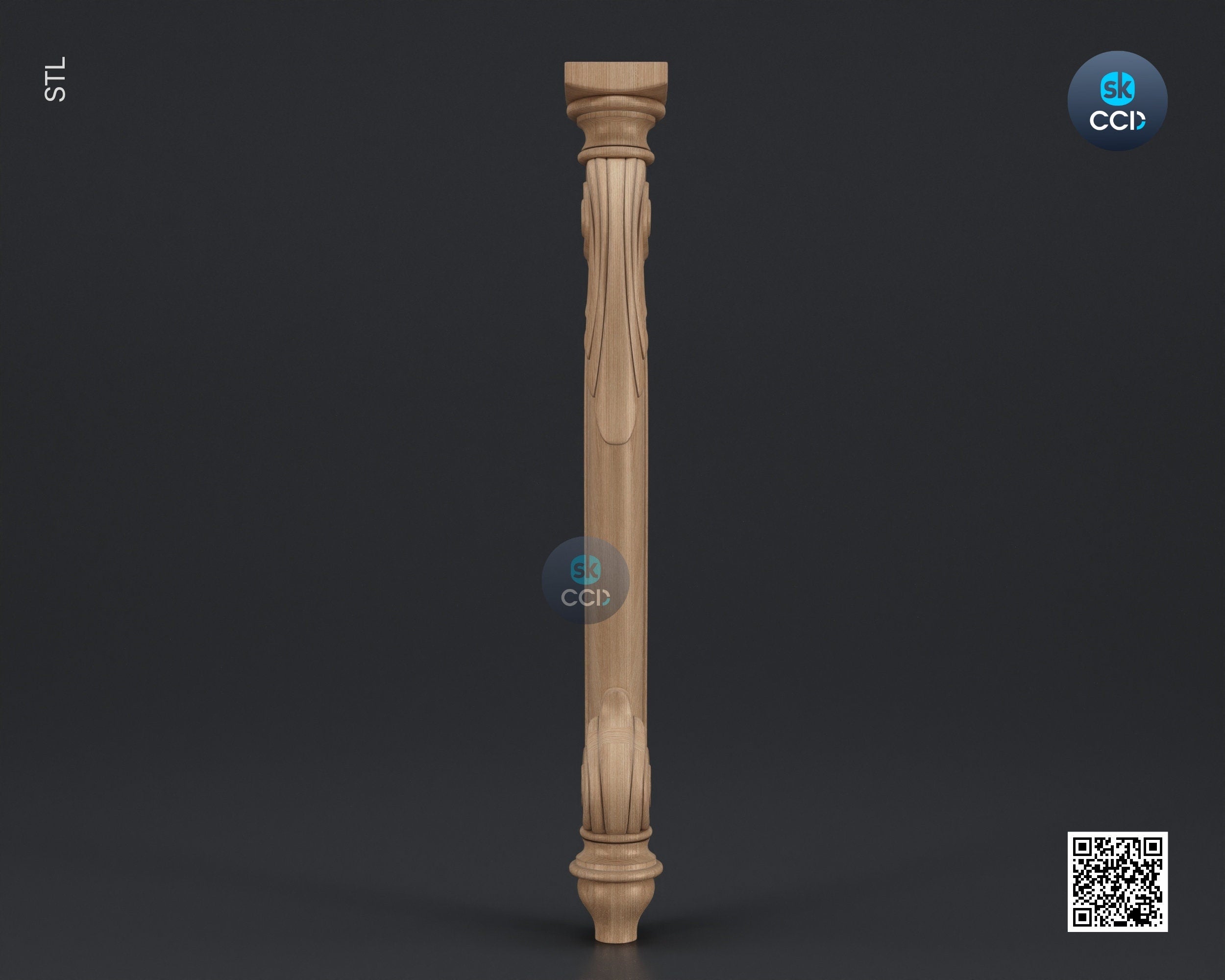 Furniture Leg 3D Model For Cnc Router, Wood Carving Digital File, Column Design, Model No. SKWL1033