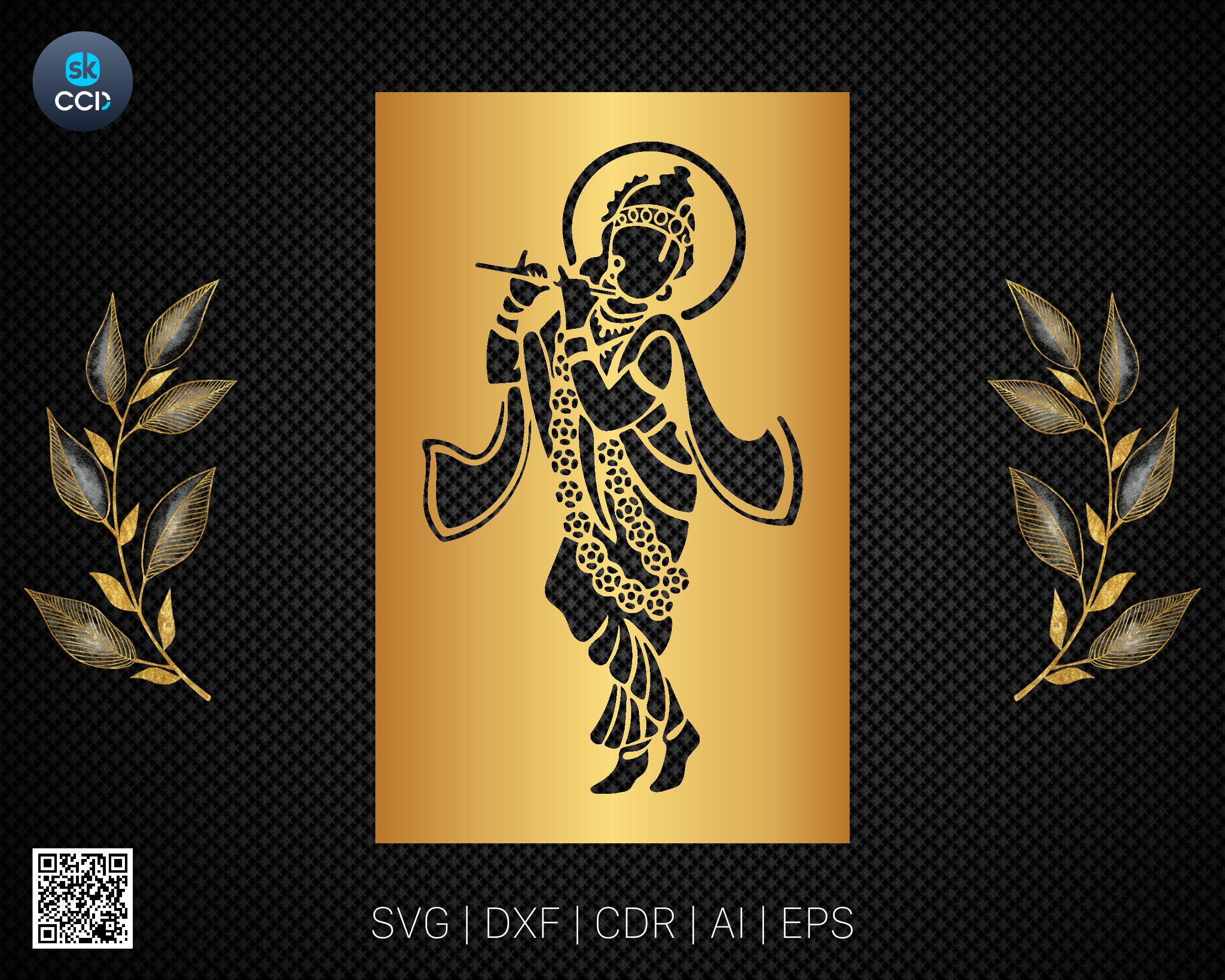 Krishna Indian God Wall Decor Laser Cutting DXF Vector Cnc Instant Download File Digital Design For Cnc Cutting