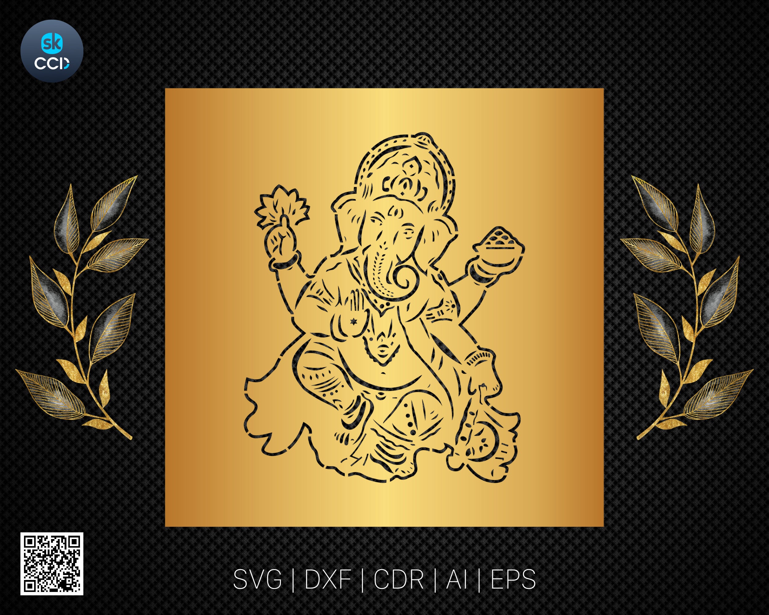 Silhouette of Lord Ganesha, Religious Svg files for cricut, Laser Cut Design, Laser cut wood, Cnc Router Files