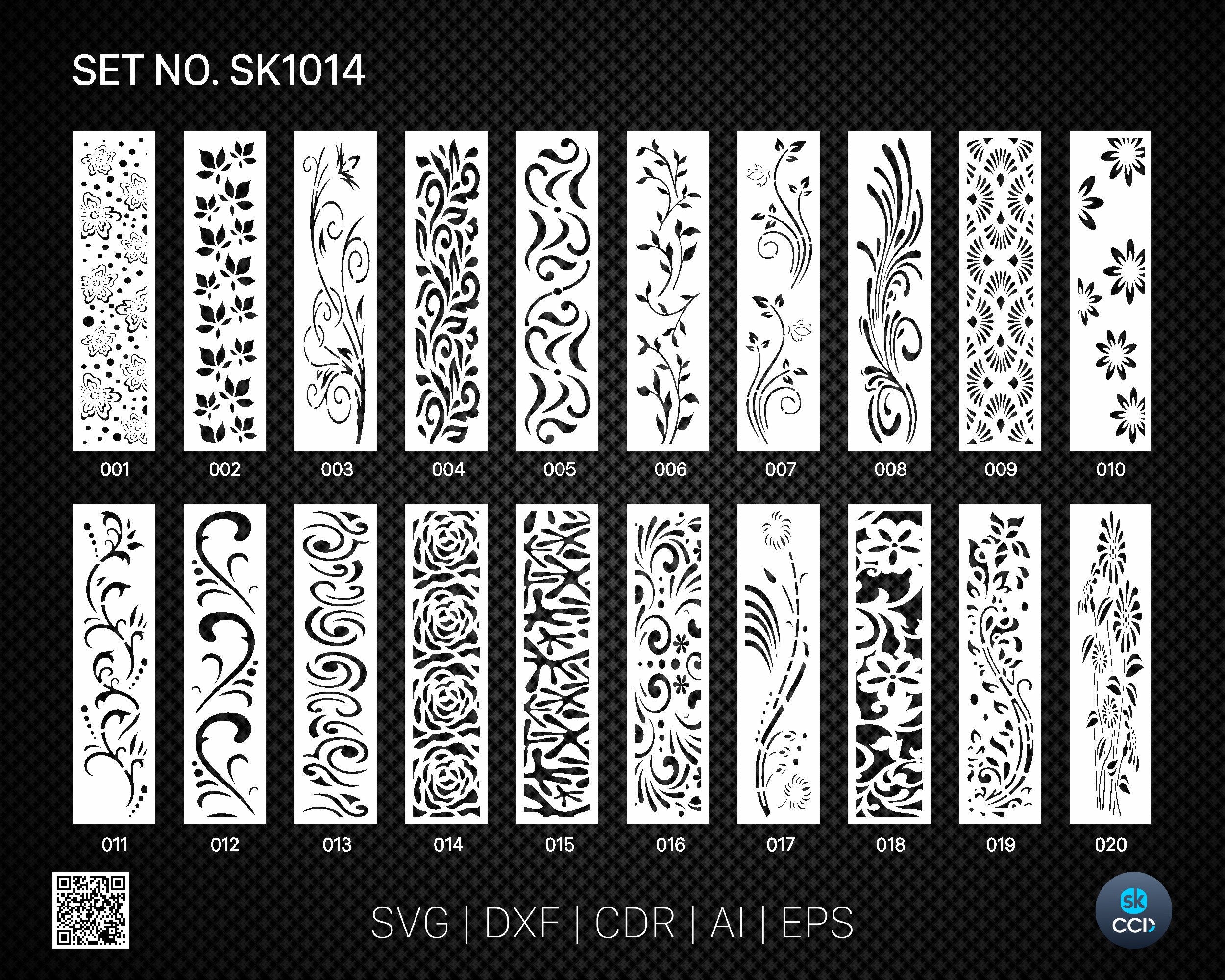 20 Decorative panel | Set SK1014 | Room Divider, Screen, Partitions, Door Panel Laser, Cnc, Plasma, Cricut File CDR, Svg, AI, Dxf, Eps