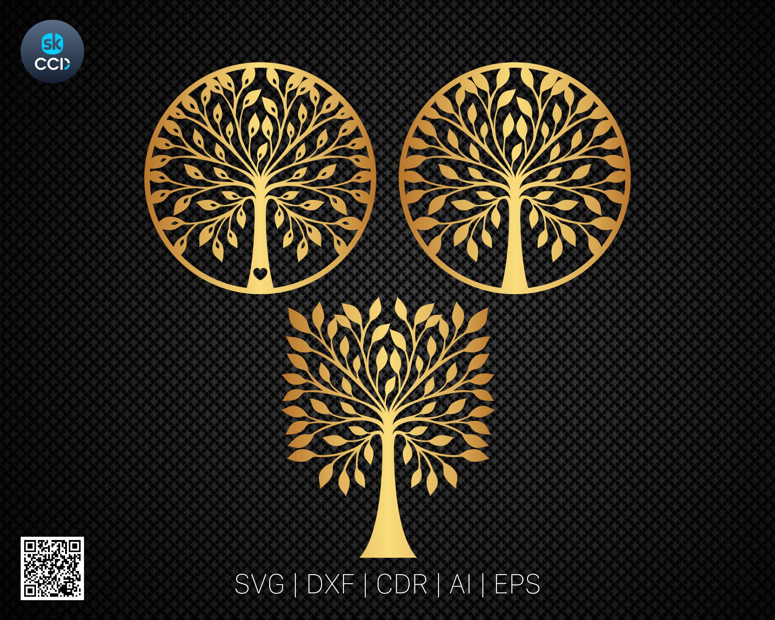 Tree Collection | Vector Pattern | EPS FILE | Wall Decor | Laser Cutting Design | DXF Vector | Cnc Instant Download File |Cnc Digital Design