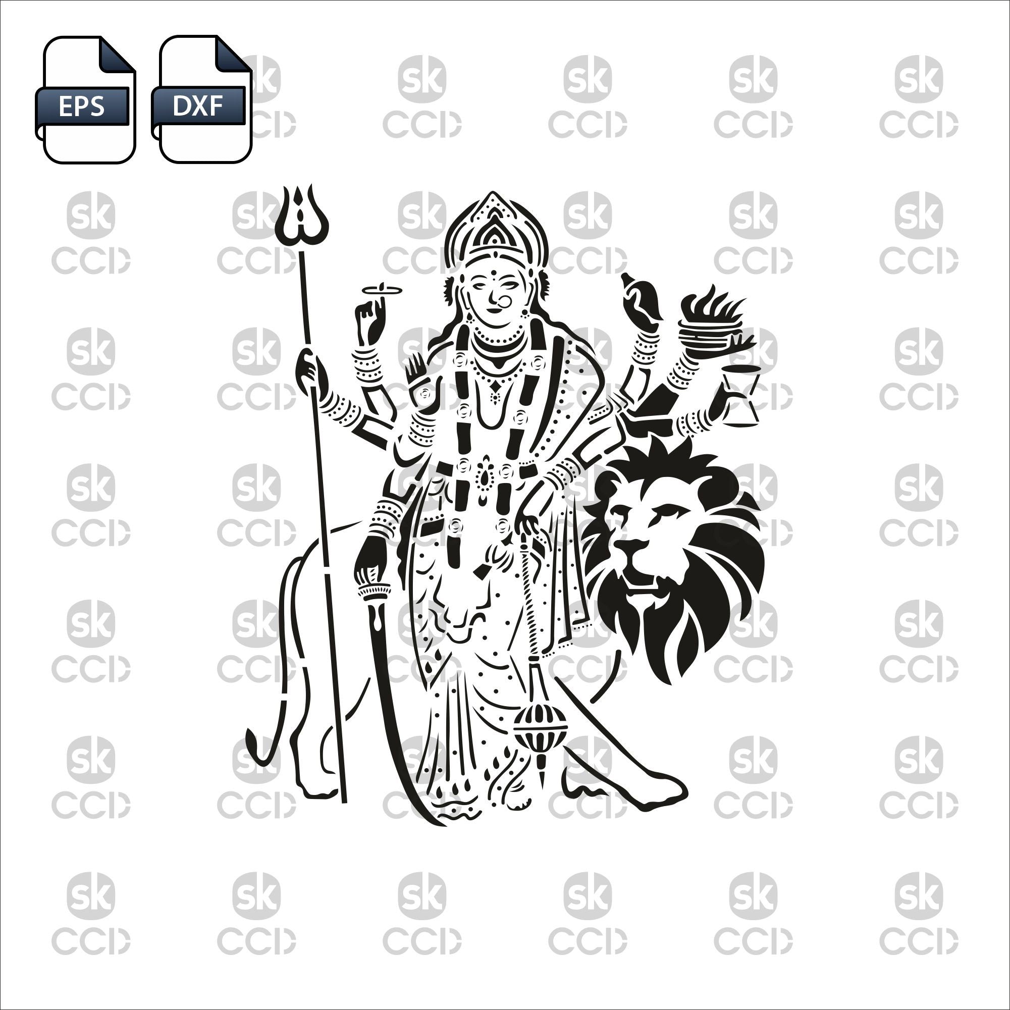 Maa Durga | Wall Art | Indian God |  | Laser Cutting Design | DXF Vector | Cnc Instant Download File | Cnc Digital Design