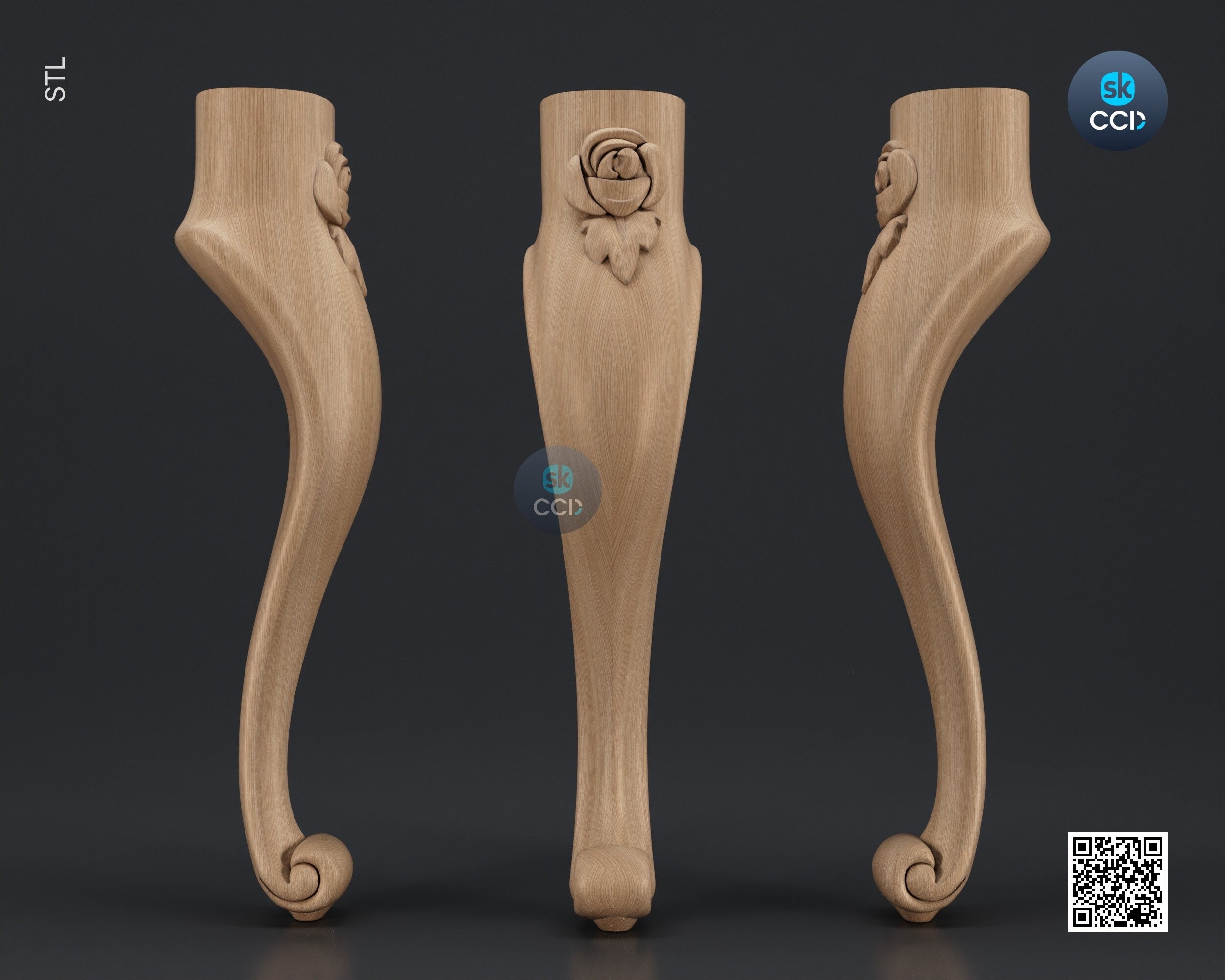 Furniture Leg 3D Model For Cnc Router, Wood Carving Digital File, Column Design, Model No. SKWL1038