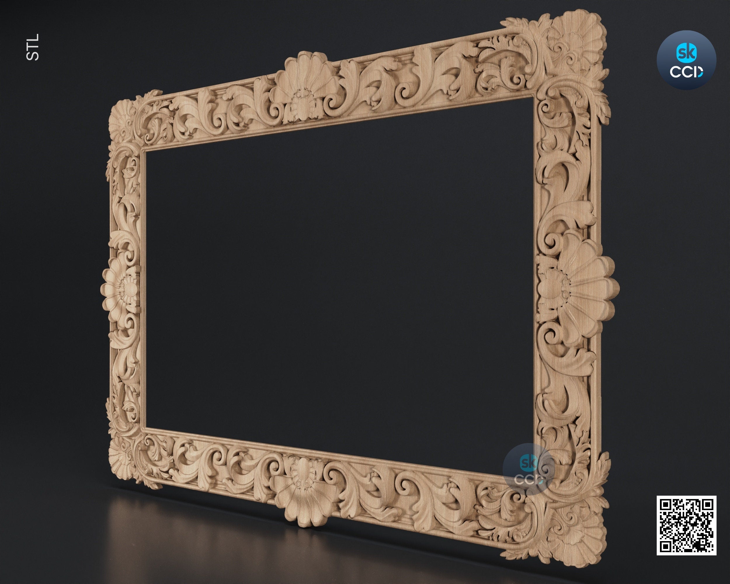 Carved Frame STL 3D Model, Carvign Frame, CNC Router Carving ArtCAM File, CNC files, Wood, Art, Wall Decor SKWF10197