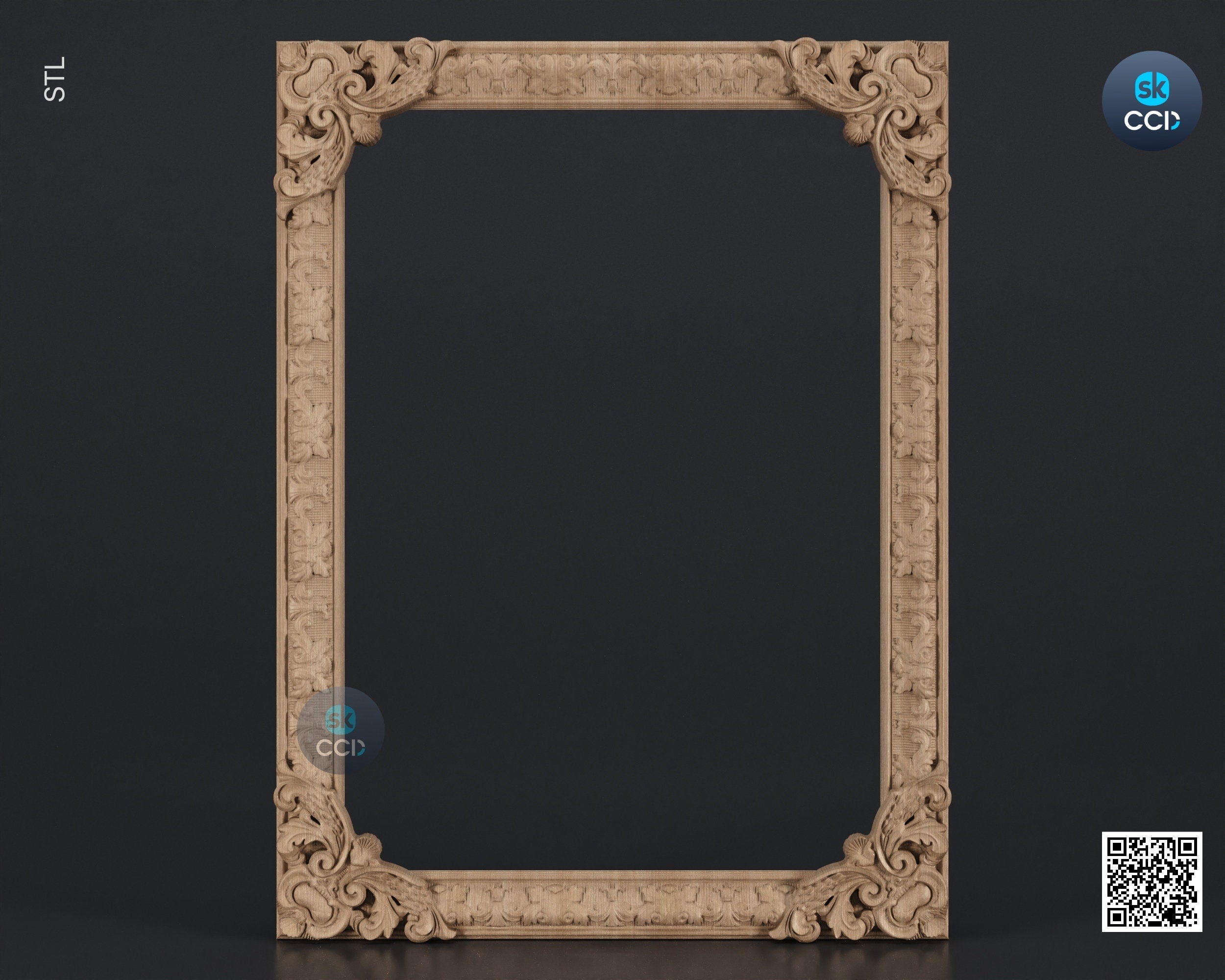 Carved Frame STL 3D Model, Carvign Frame, CNC Router Carving ArtCAM File, CNC files, Wood, Art, Wall Decor SKWF10191