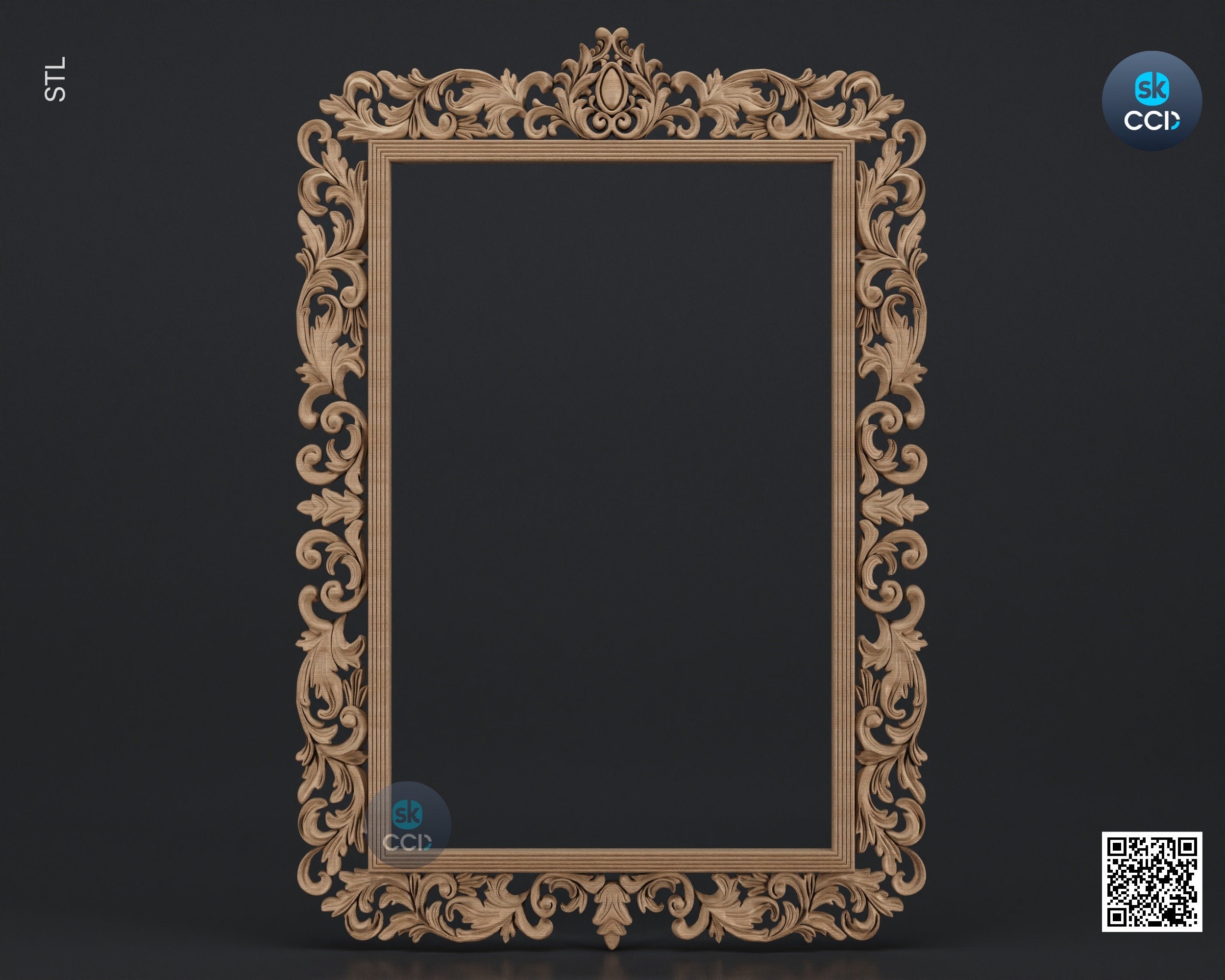 Carved Frame STL 3D Model, Carvign Frame, CNC Router Carving ArtCAM File, CNC files, Wood, Art, Wall Decor SKWF1049