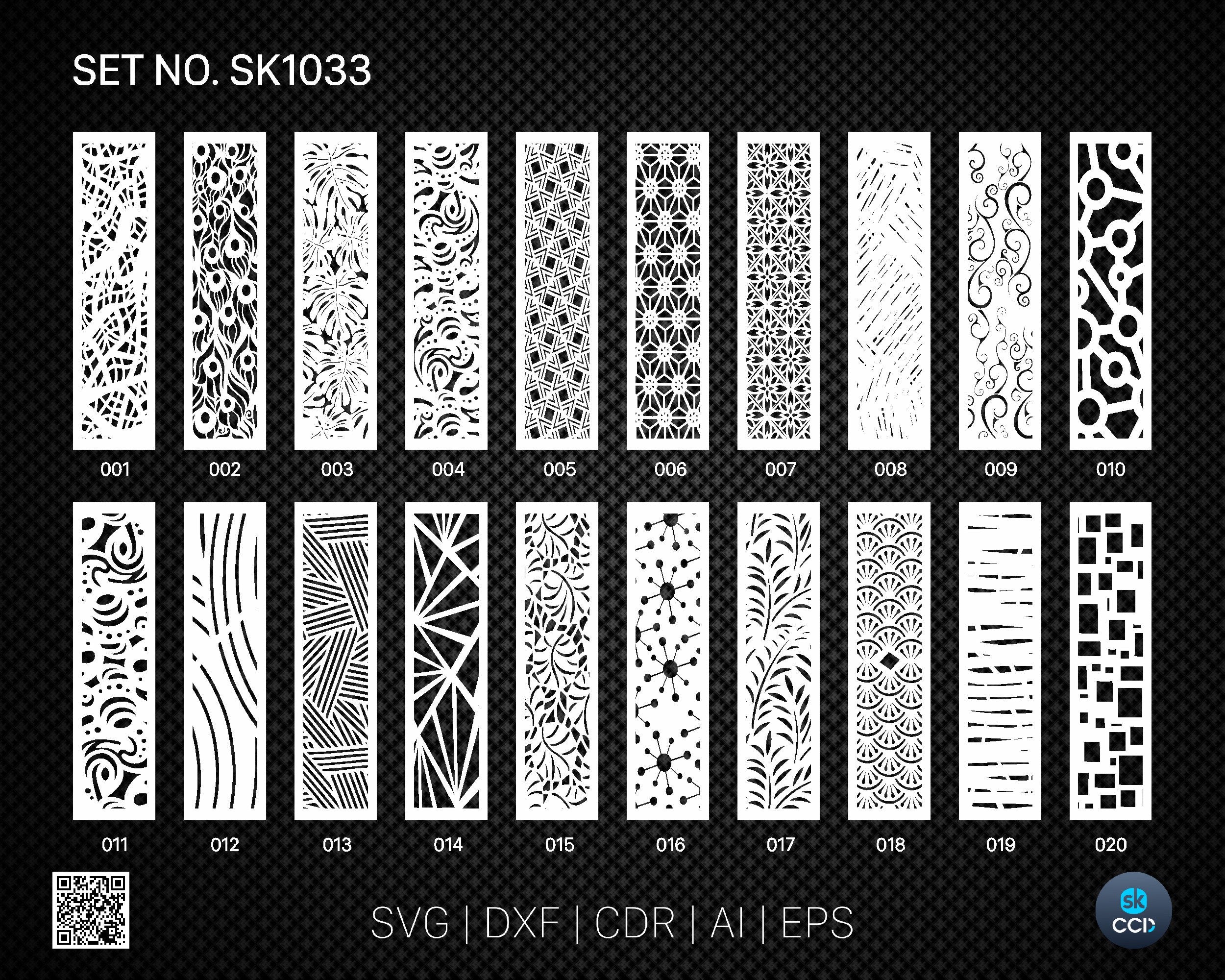 20 Decorative panel | Set SK1033 | Room Divider, Screen, Partitions, Door Panel Laser, Cnc, Plasma, Cricut File CDR, Svg, AI, Dxf, Eps