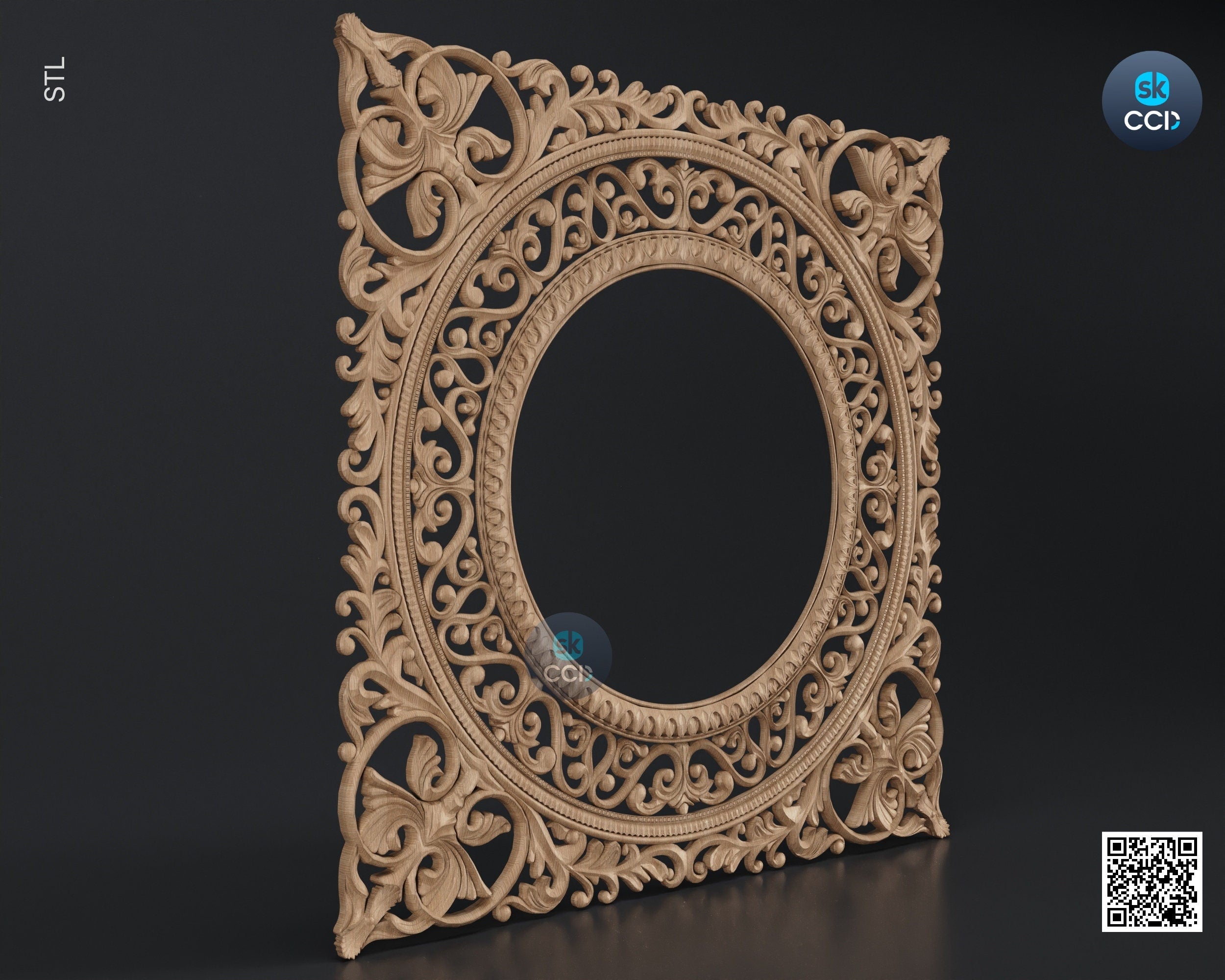 Carved Frame STL 3D Model, Carvign Frame, CNC Router Carving ArtCAM File, CNC files, Wood, Art, Wall Decor SKWF1095