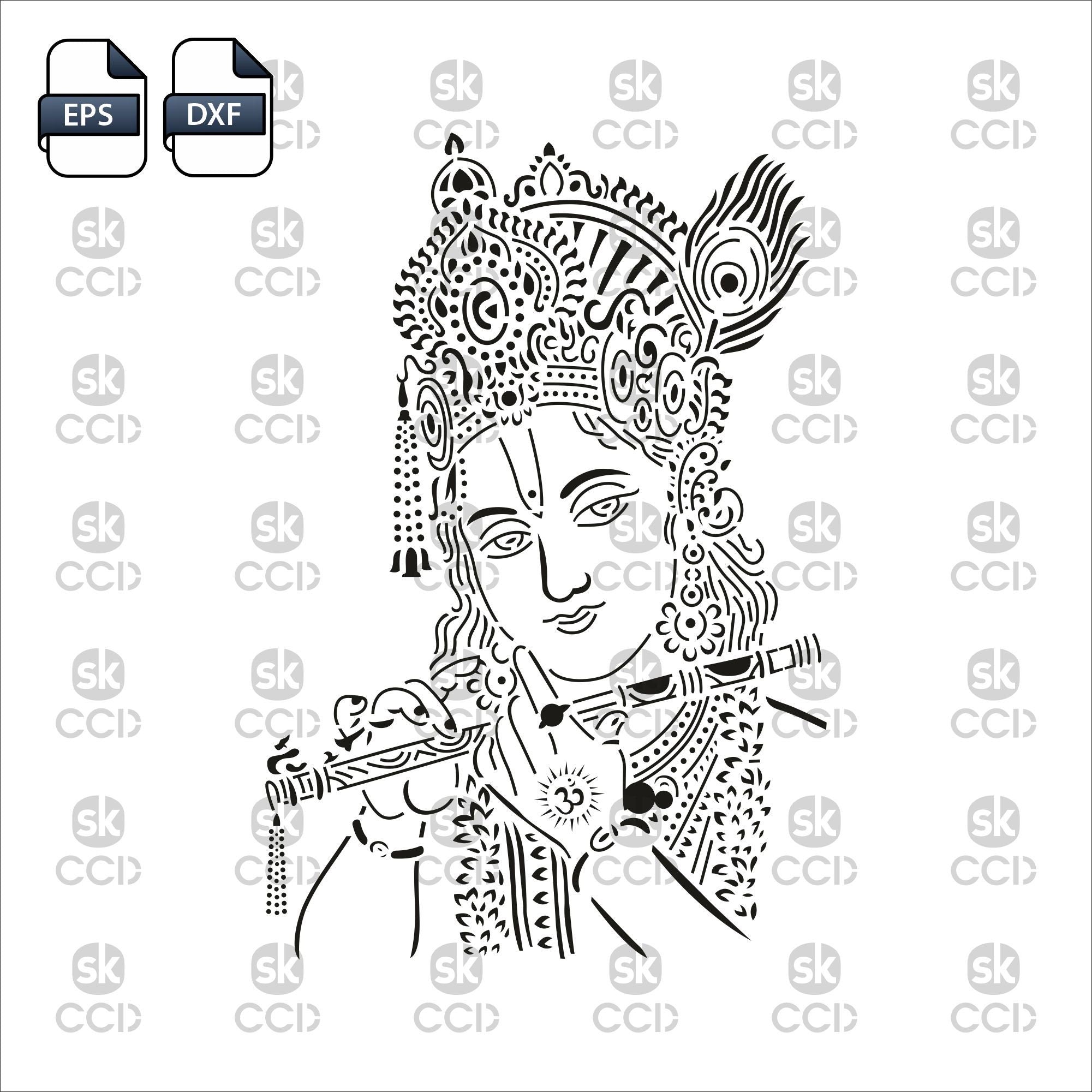 Krishna | Lord Krishna Indian God | Wall Décor | Laser Cutting Design | DXF Vector | Cnc Instant Download File | Cnc Digital Design