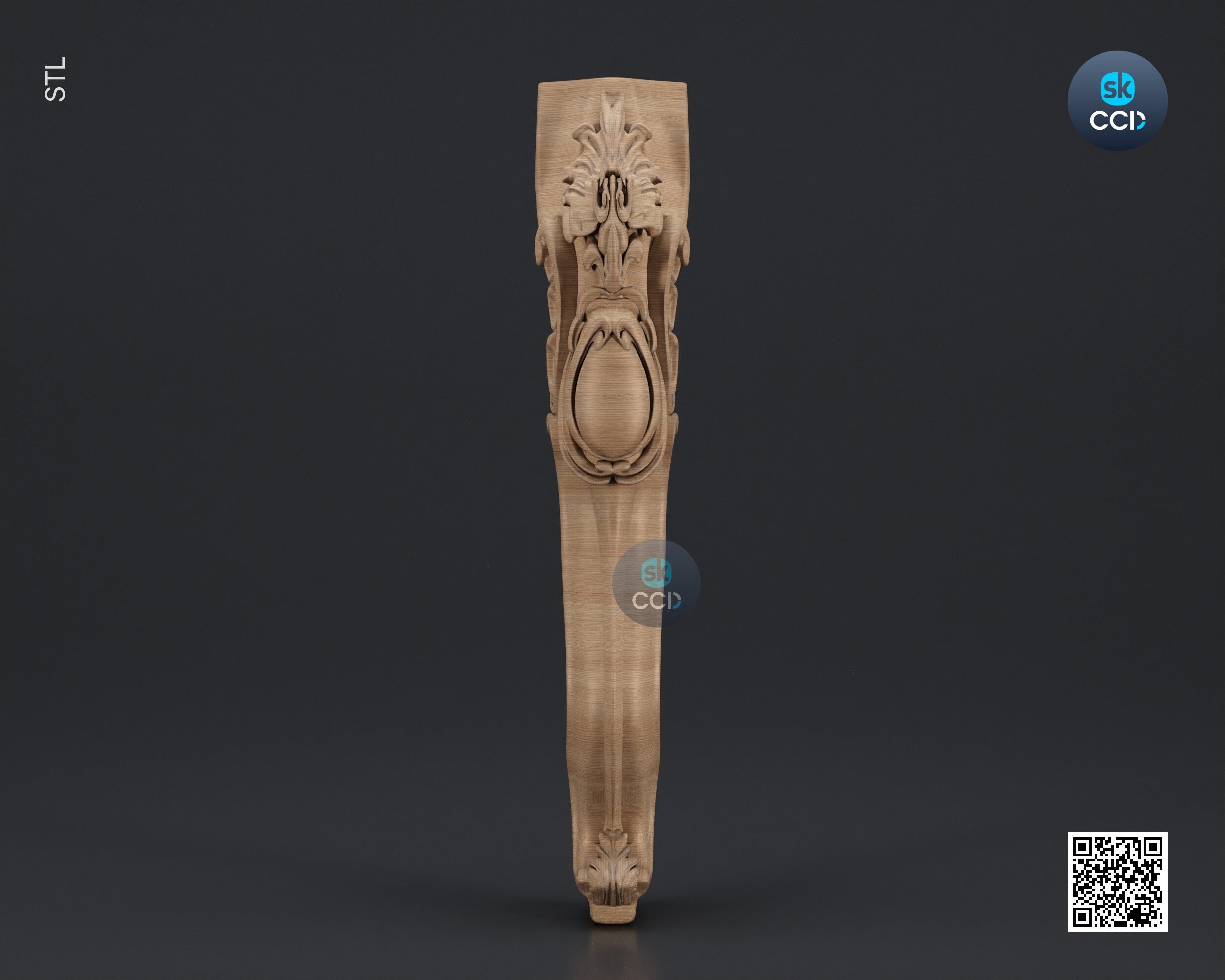 Furniture Leg 3D Model For Cnc Router, Wood Carving Digital File, Column Design, Model No. SKWL1029