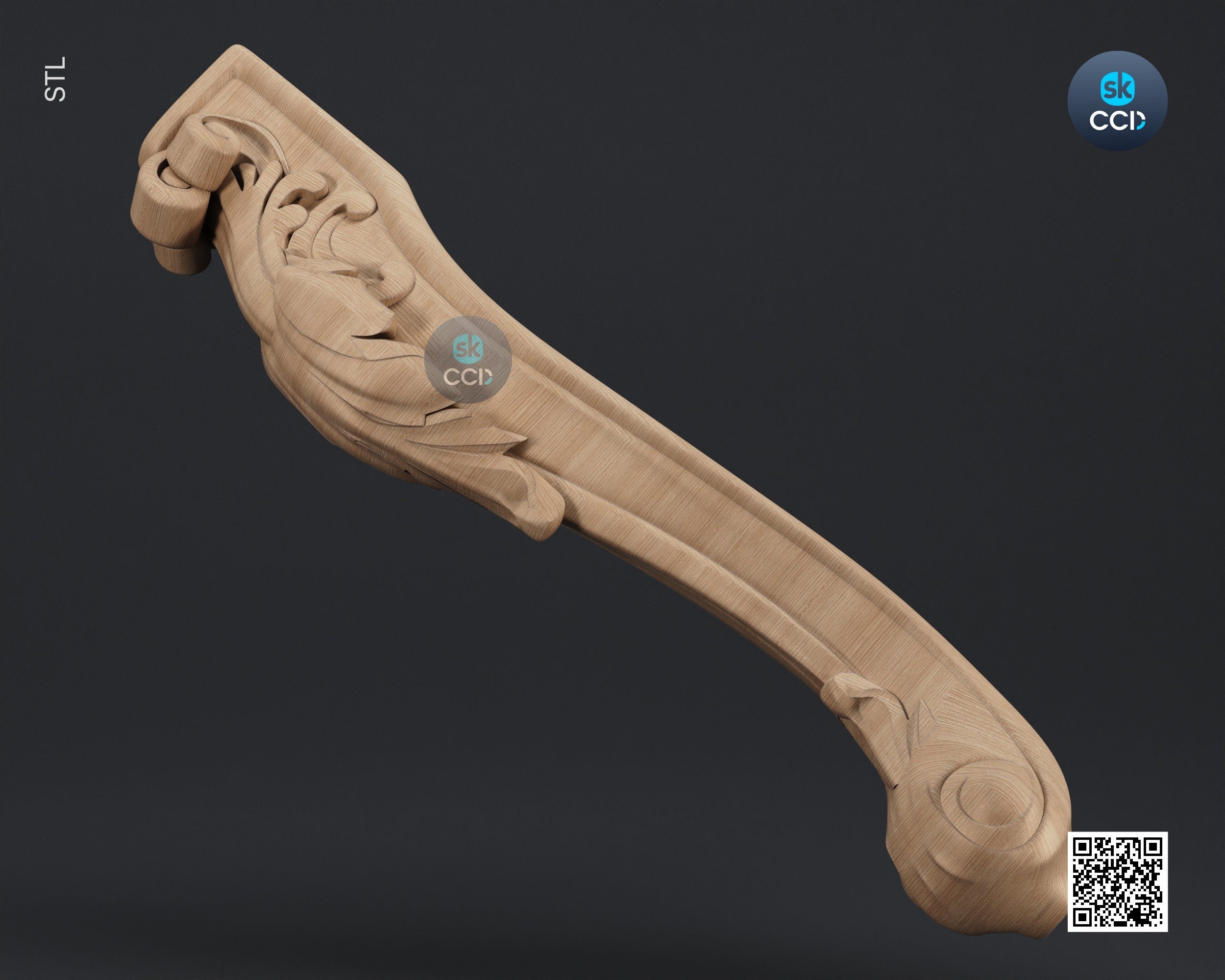 Furniture Leg 3D Model For Cnc Router, Wood Carving Digital File, Column Design, Model No. SKWL1002