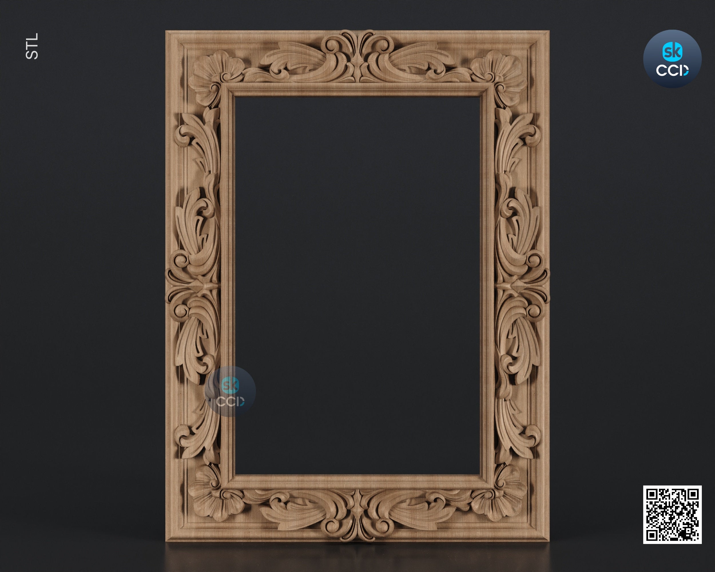 Carved Frame STL 3D Model, Carvign Frame, CNC Router Carving ArtCAM File, CNC files, Wood, Art, Wall Decor SKWF10127