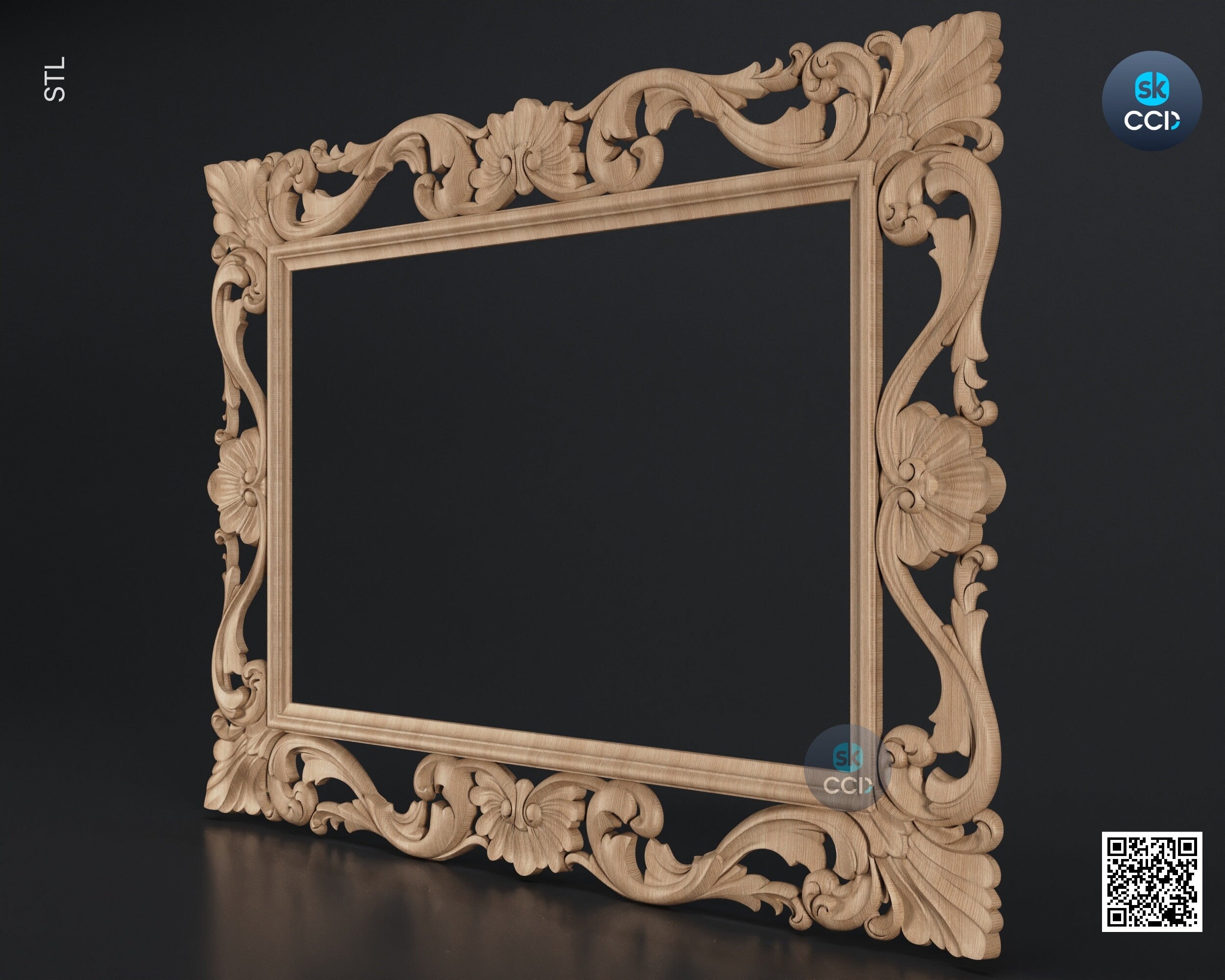 Carved Frame STL 3D Model, Carvign Frame, CNC Router Carving ArtCAM File, CNC files, Wood, Art, Wall Decor SKWF10138