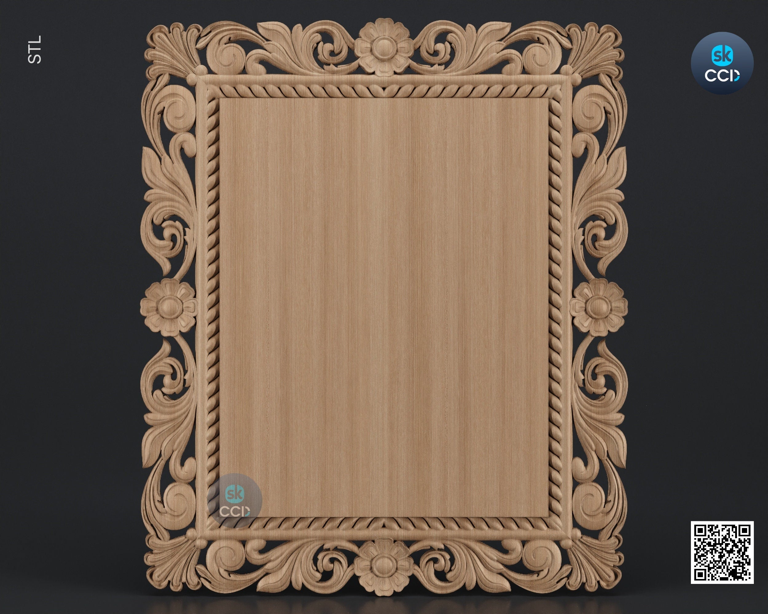Carved Frame STL 3D Model, Carvign Frame, CNC Router Carving ArtCAM File, CNC files, Wood, Art, Wall Decor SKWF1073