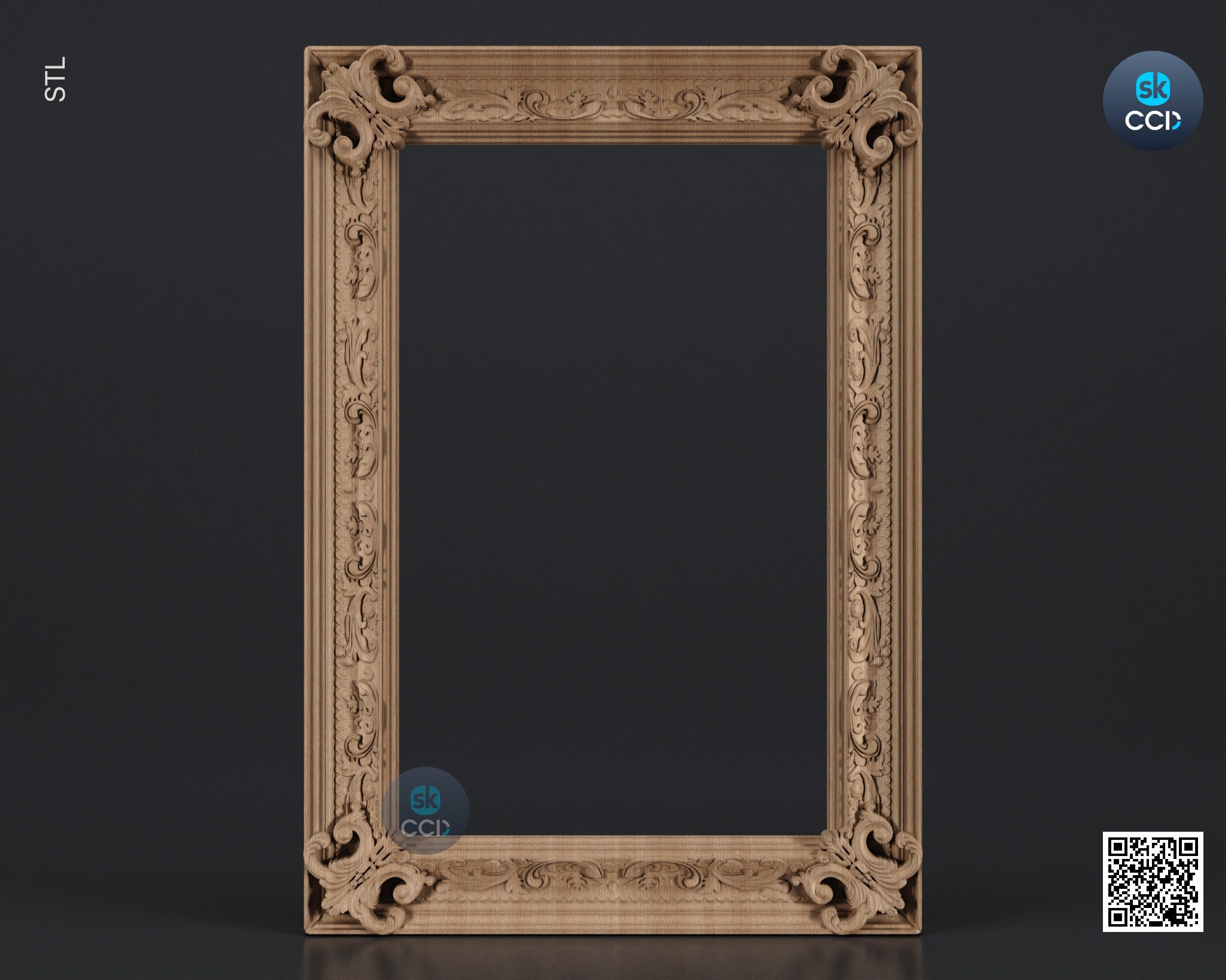 Carved Frame STL 3D Model, Carvign Frame, CNC Router Carving ArtCAM File, CNC files, Wood, Art, Wall Decor SKWF1088