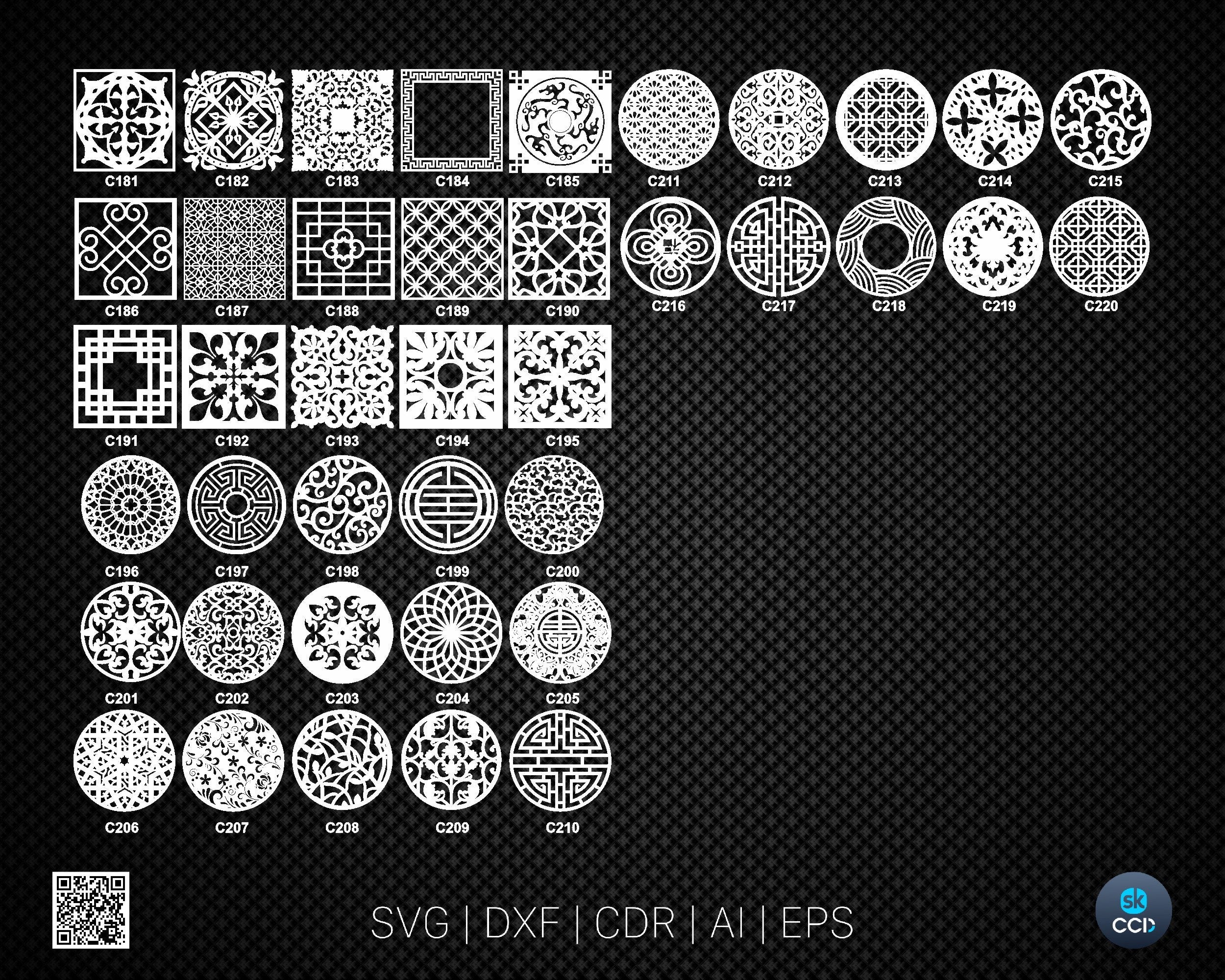 40 Coaster Set SK1048 Wood, Metal, Wall Decor, Wall Hanging | CNC, Laser, Plasma, Cricut Cutting FIles in 5 File Formats