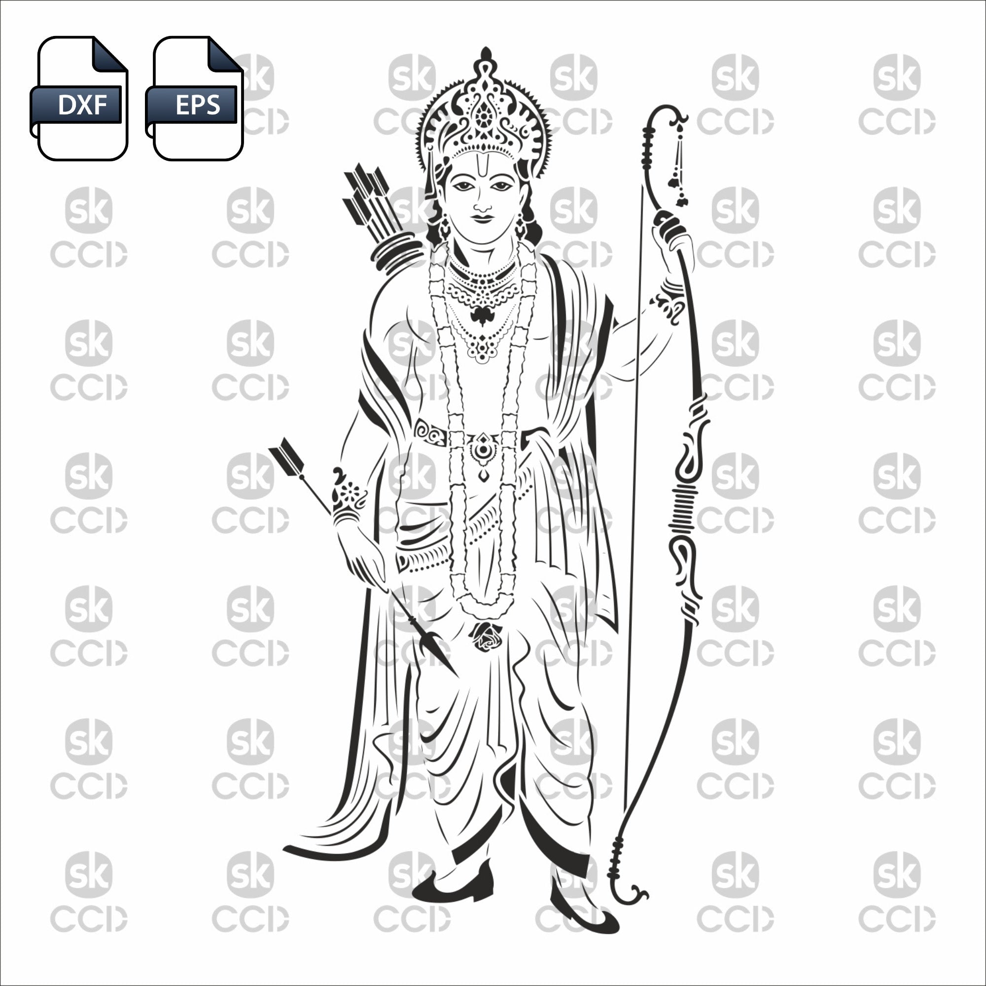 Lord Ram Vector for laser cut, cnc, digital files CDR, dxf, eps, svg, ai, SVG, Instant Download File