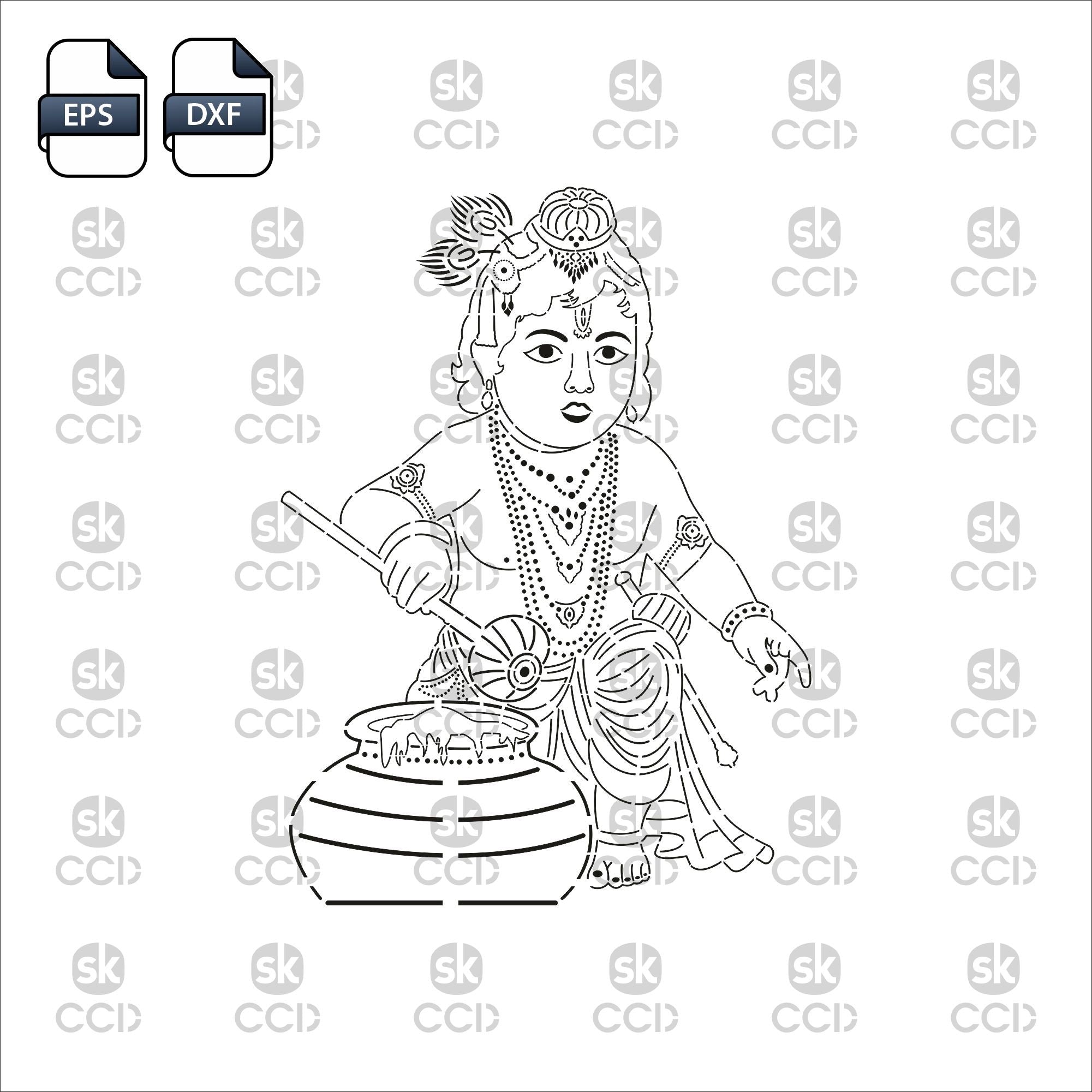 Krishna | Lord Krishna Indian God | Krishna Wall Decor | Laser Cutting Design | DXF Vector | Cnc Instant Download File | Cnc Digital Design