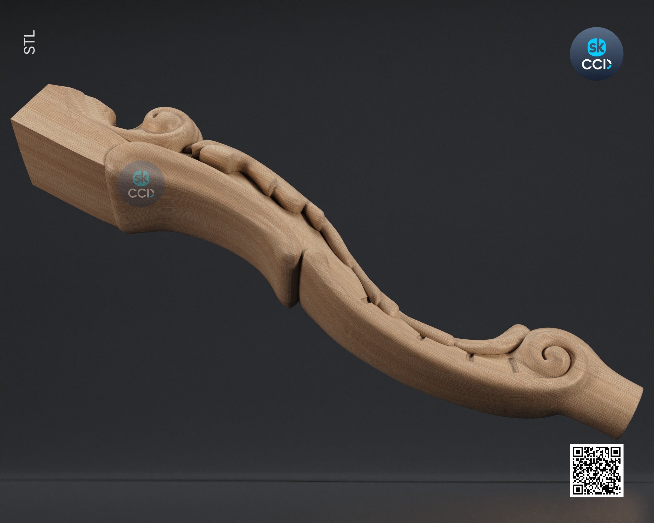 Furniture Leg 3D Model For Cnc Router, Wood Carving Digital File, Column Design, Model No. SKWL1012