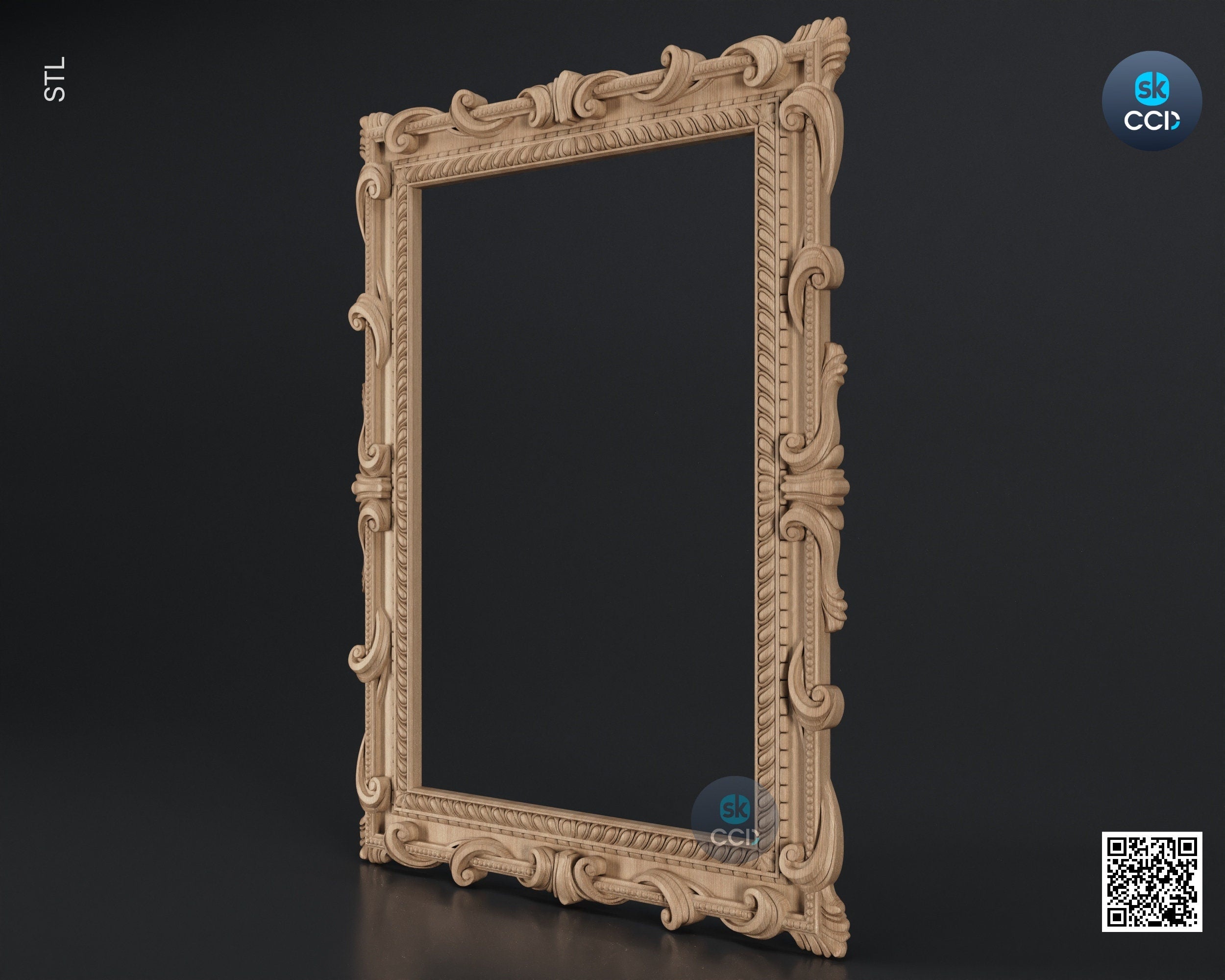 Carved Frame STL 3D Model, Carvign Frame, CNC Router Carving ArtCAM File, CNC files, Wood, Art, Wall Decor SKWF10171