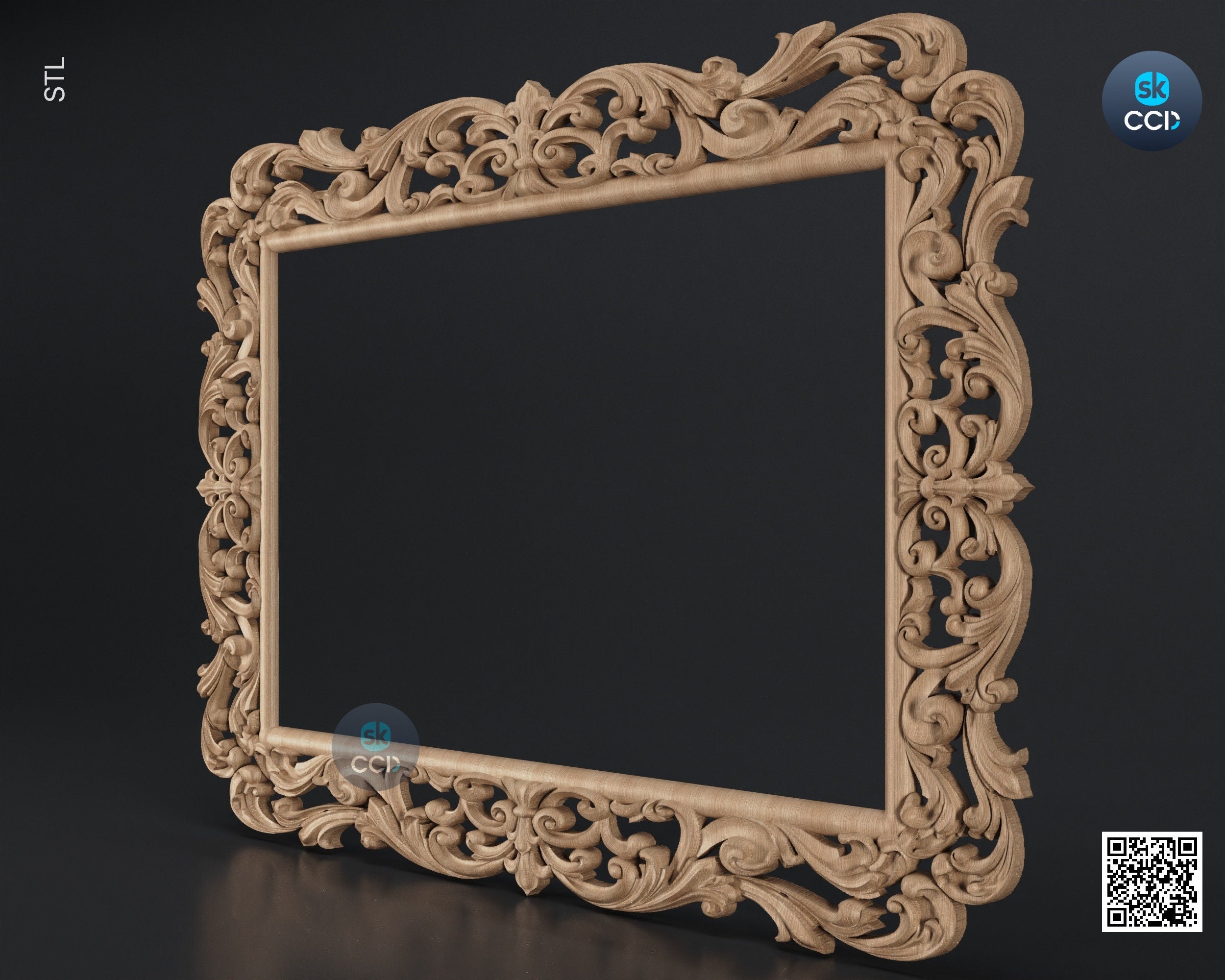 Carved Frame STL 3D Model, Carvign Frame, CNC Router Carving ArtCAM File, CNC files, Wood, Art, Wall Decor SKWF10268