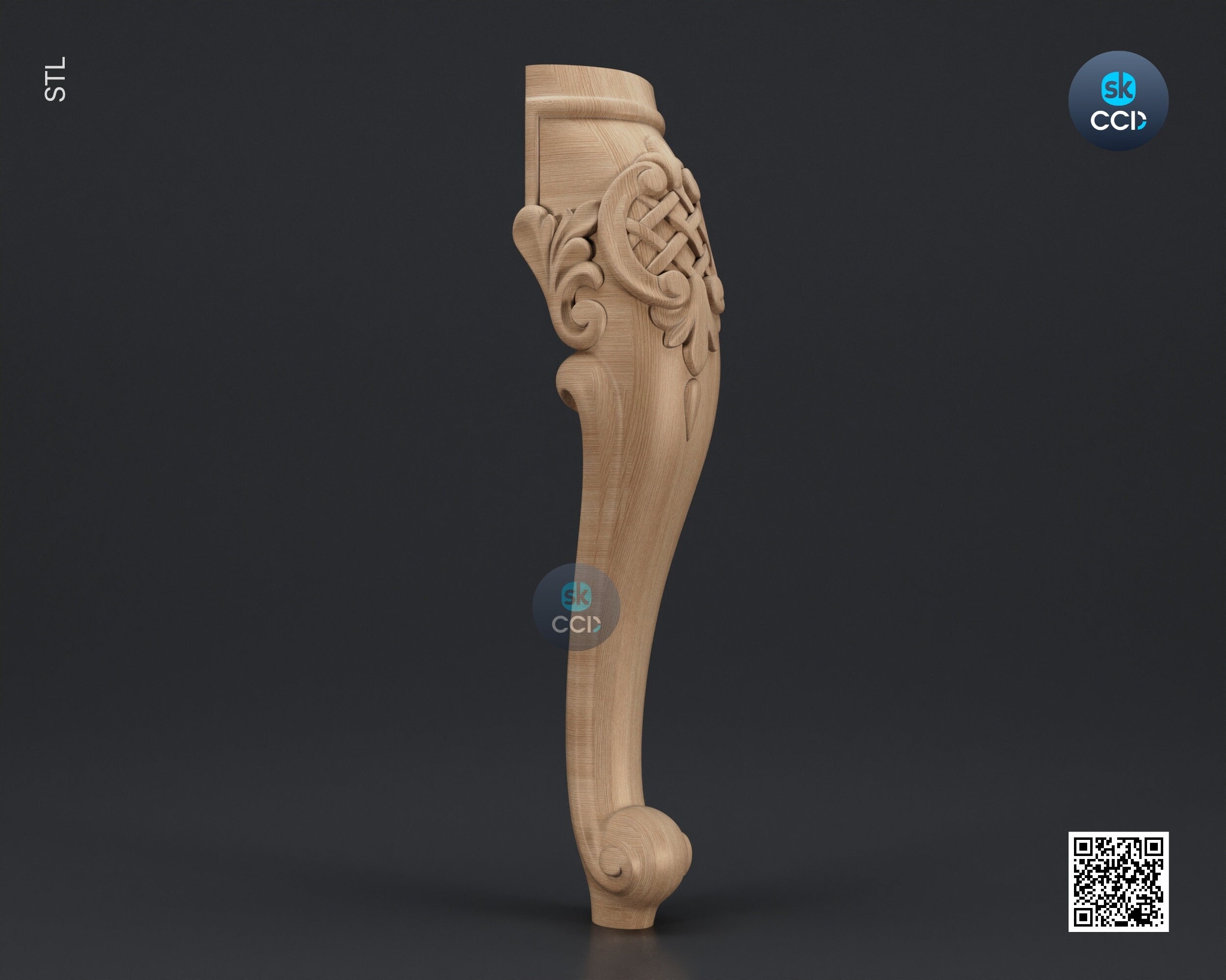 Furniture Leg 3D Model For Cnc Router, Wood Carving Digital File, Column Design, Model No. SKWL1034