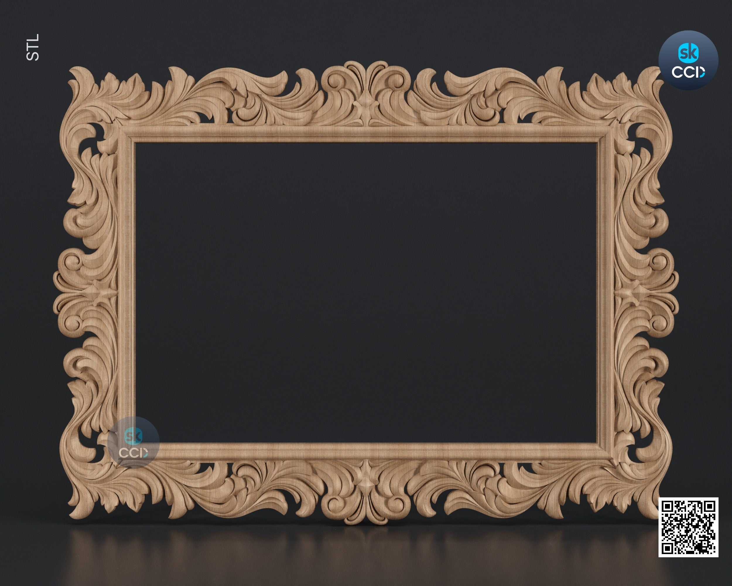 Carved Frame STL 3D Model, Carvign Frame, CNC Router Carving ArtCAM File, CNC files, Wood, Art, Wall Decor SKWF10141