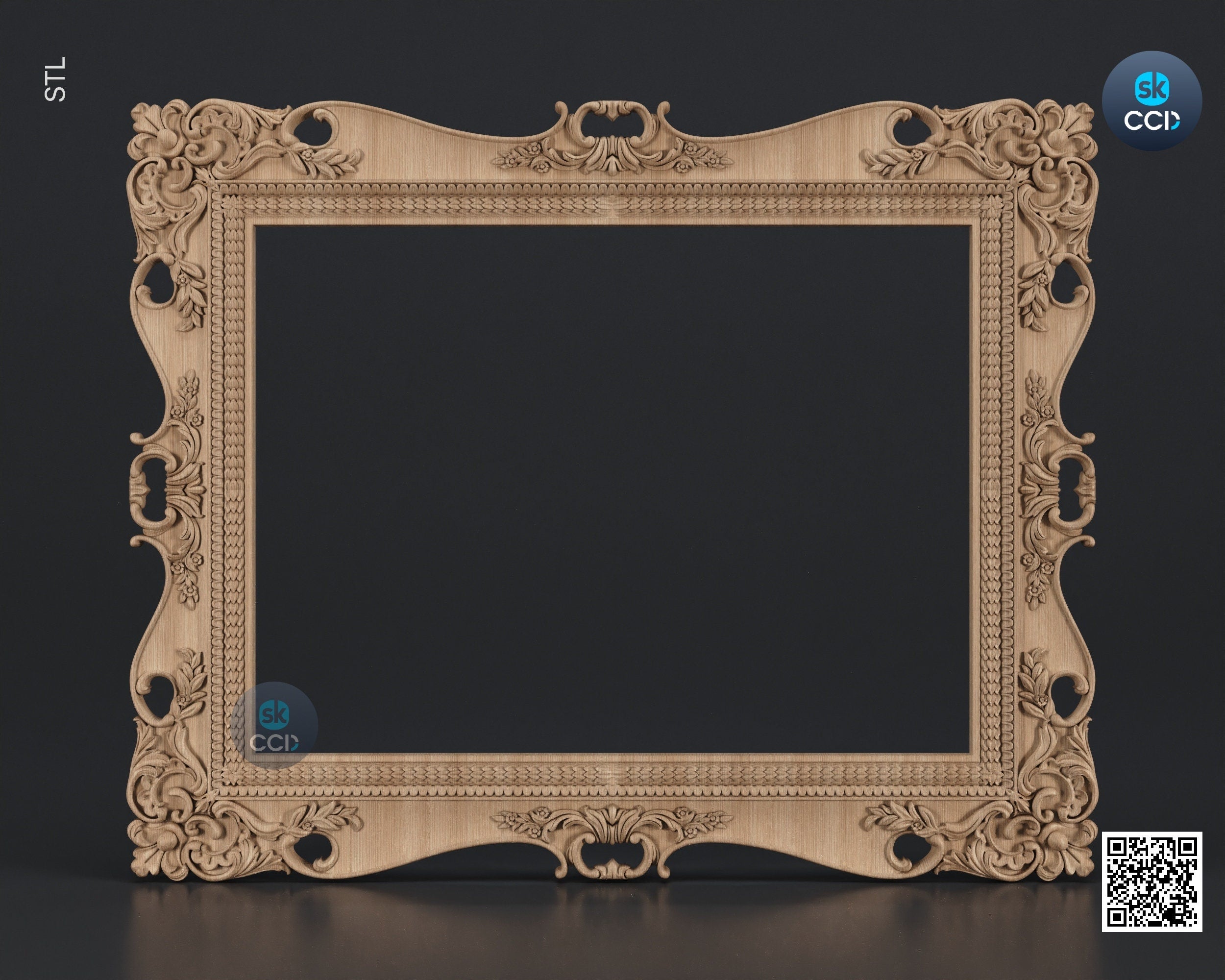 Carved Frame STL 3D Model, Carvign Frame, CNC Router Carving ArtCAM File, CNC files, Wood, Art, Wall Decor SKWF1051