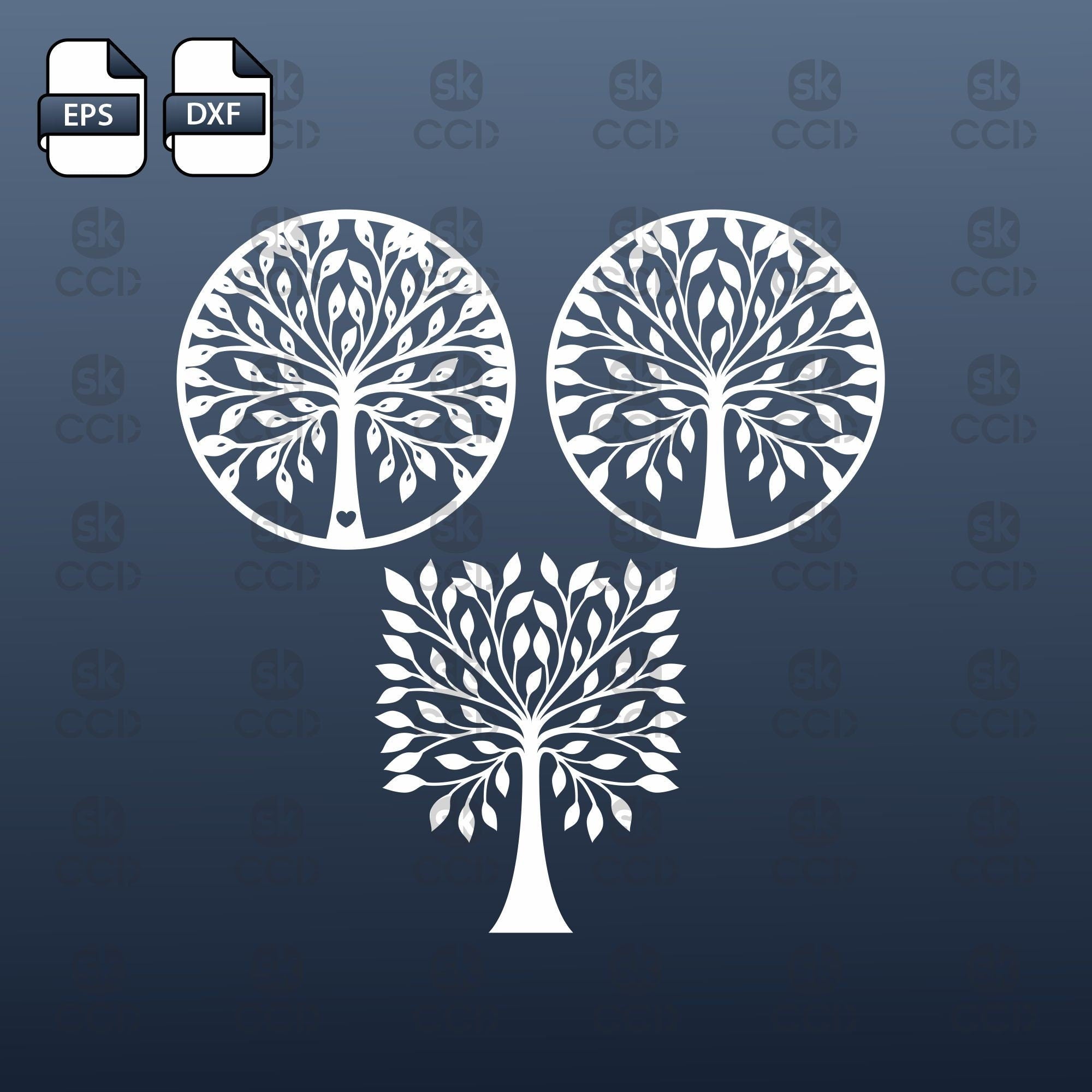 Tree Collection | Vector Pattern | EPS FILE | Wall Decor | Laser Cutting Design | DXF Vector | Cnc Instant Download File |Cnc Digital Design