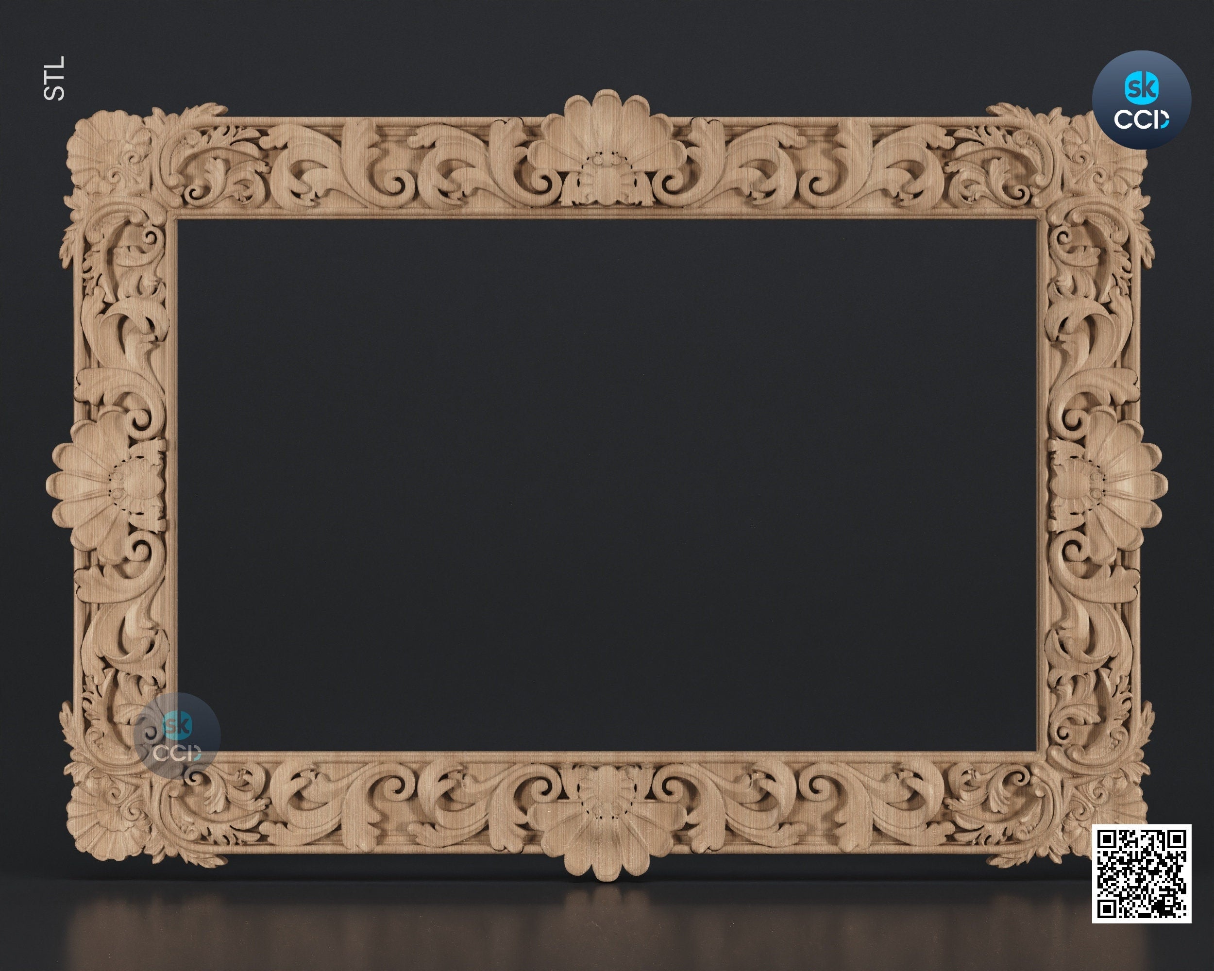 Carved Frame STL 3D Model, Carvign Frame, CNC Router Carving ArtCAM File, CNC files, Wood, Art, Wall Decor SKWF10197
