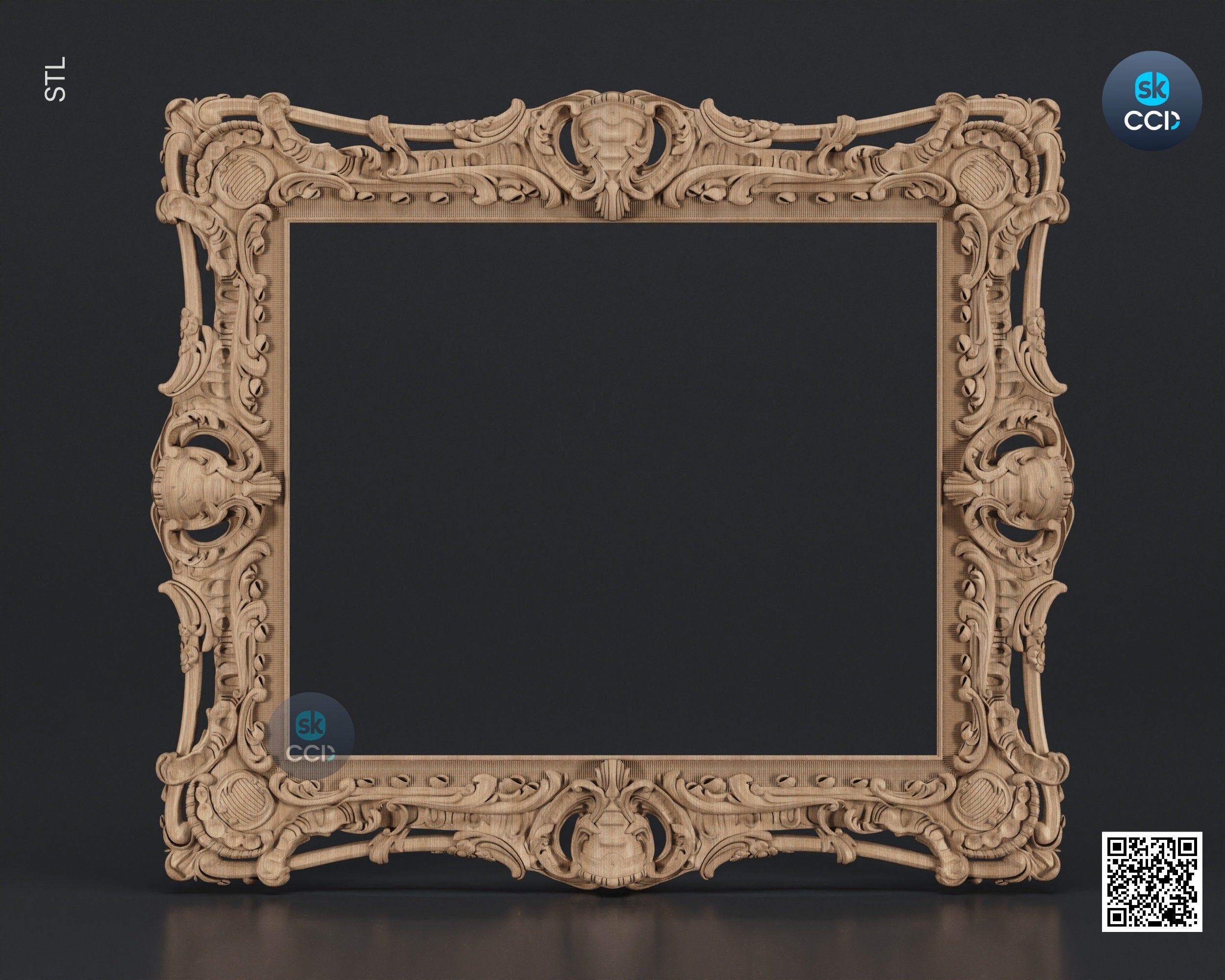 Carved Frame STL 3D Model, Carvign Frame, CNC Router Carving ArtCAM File, CNC files, Wood, Art, Wall Decor SKWF1052