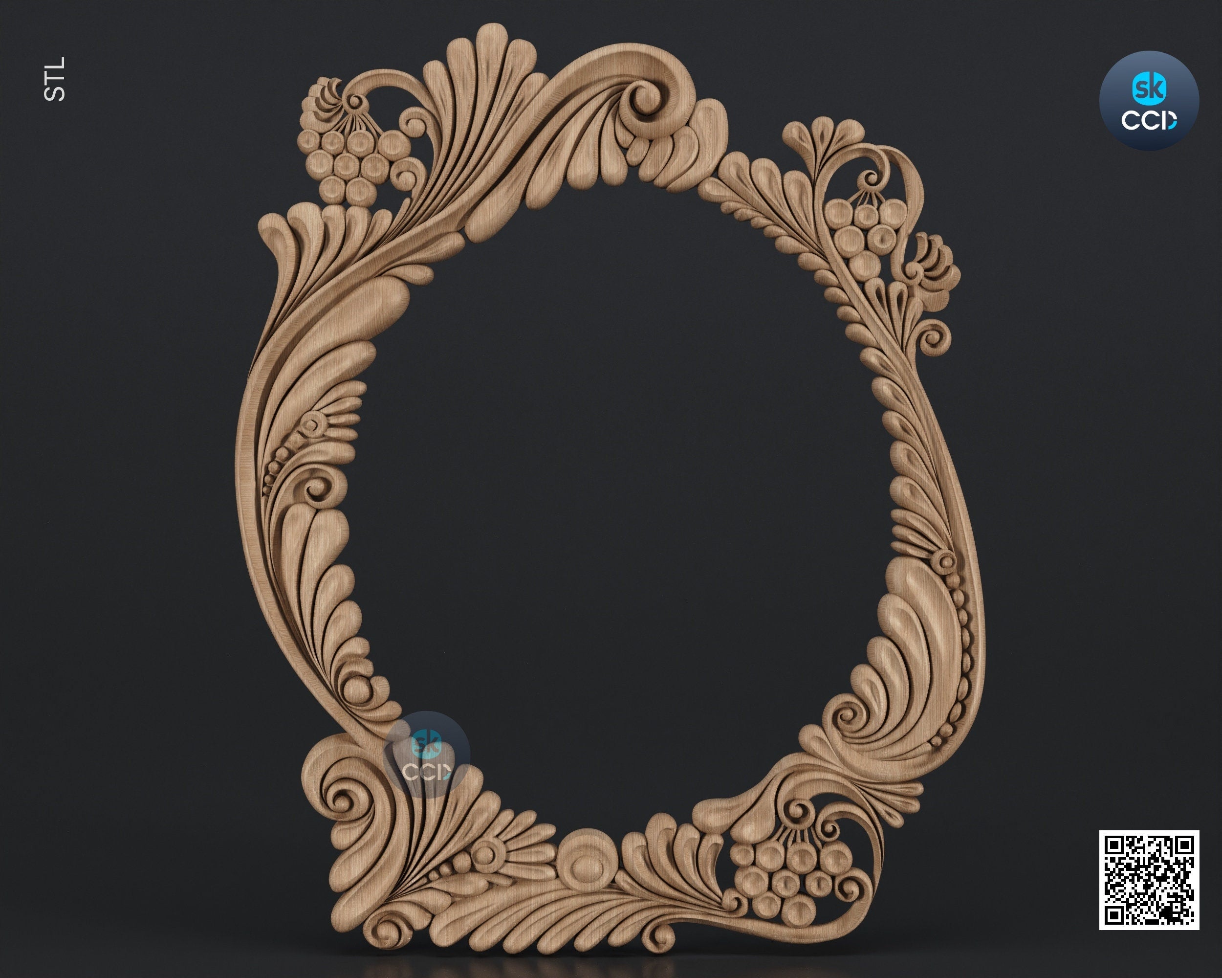 Carved Frame STL 3D Model, Carvign Frame, CNC Router Carving ArtCAM File, CNC files, Wood, Art, Wall Decor SKWF10149
