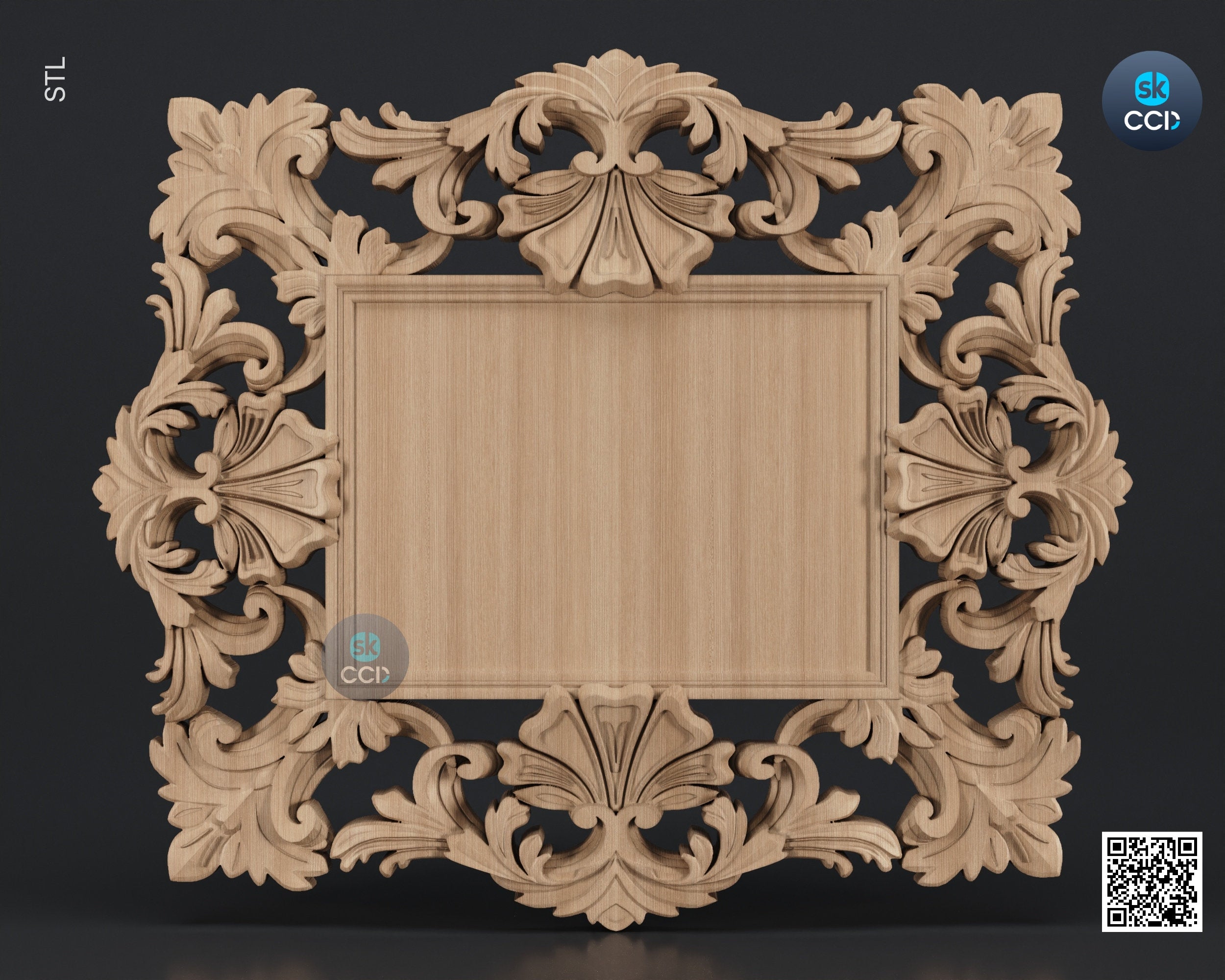 Carved Frame STL 3D Model, Carvign Frame, CNC Router Carving ArtCAM File, CNC files, Wood, Art, Wall Decor SKWF1055