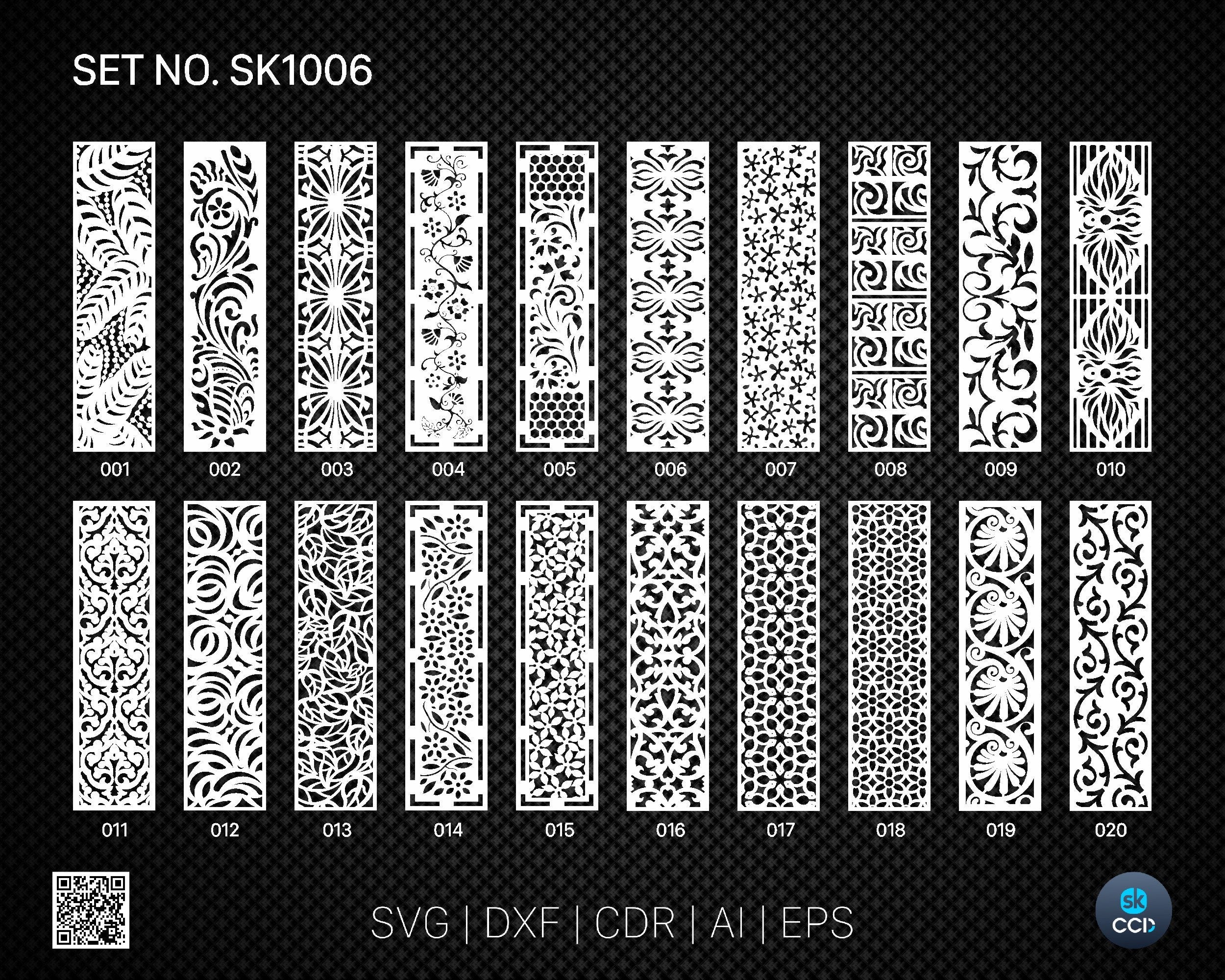 20 Decorative panel | Set SK1006 | Room Divider, Screen, Partitions, Door Panel Laser, Cnc, Plasma, Cricut File CDR, Svg, AI, Dxf, Eps