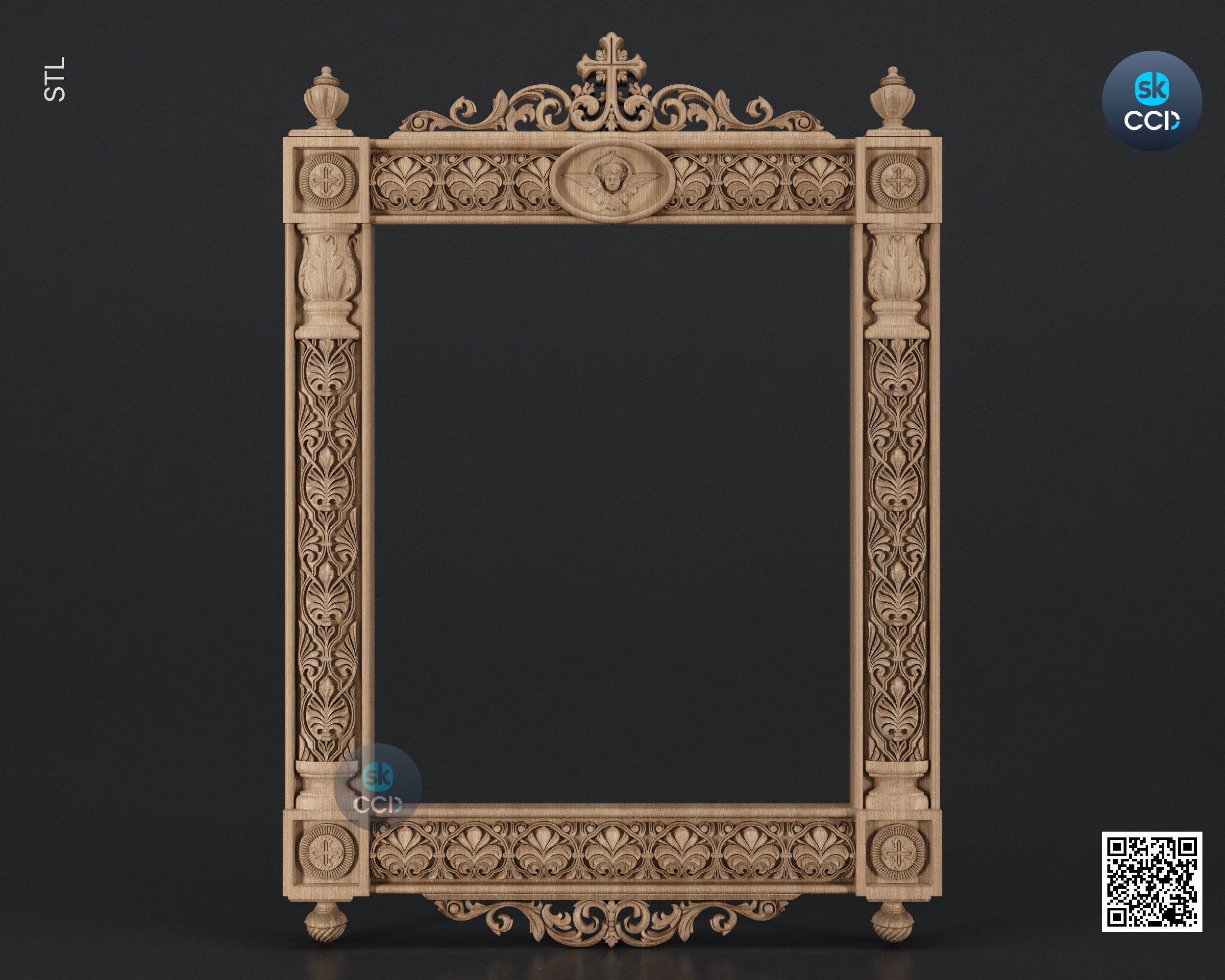 Carved Frame STL 3D Model, Carvign Frame, CNC Router Carving ArtCAM File, CNC files, Wood, Art, Wall Decor SKWF10234
