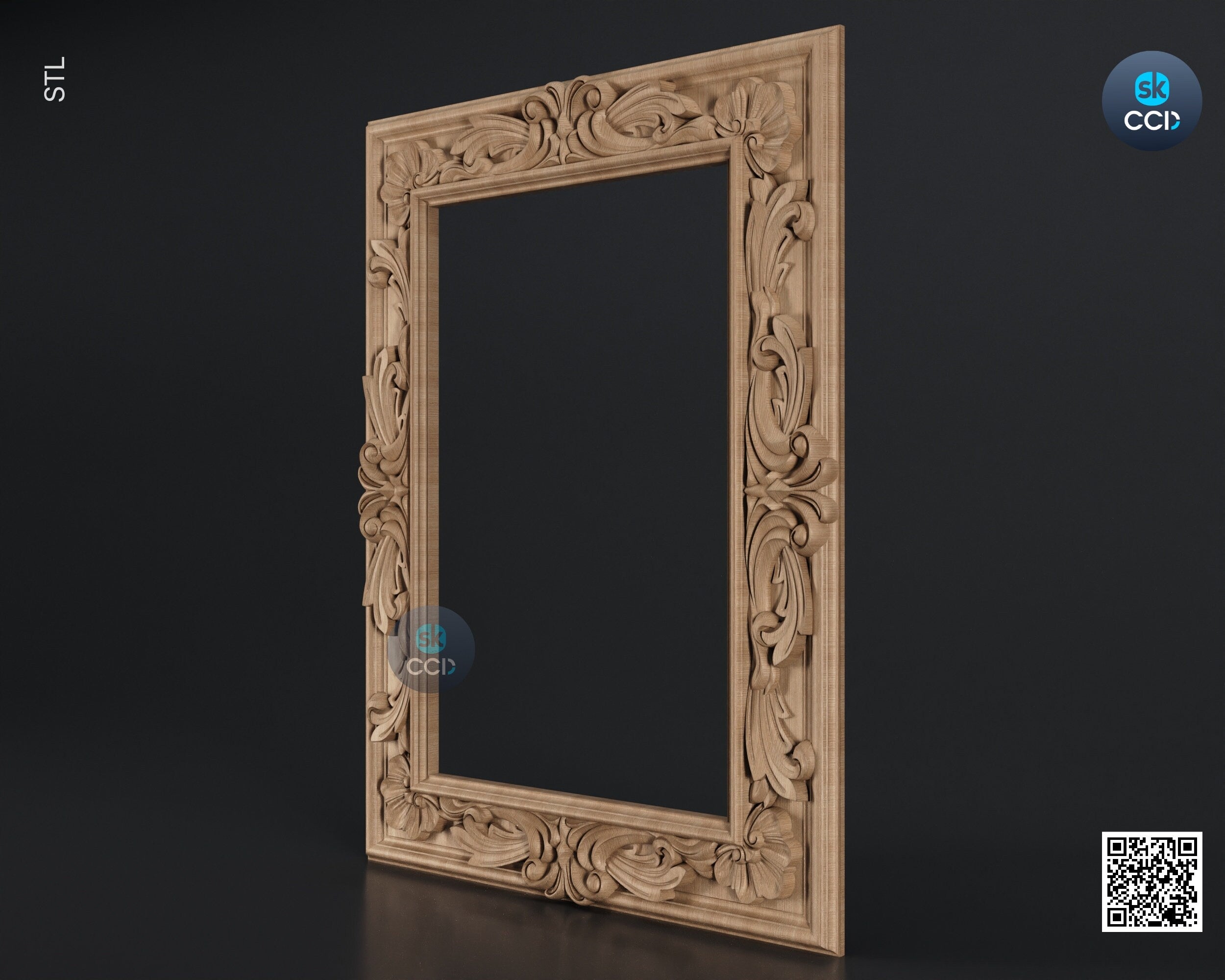 Carved Frame STL 3D Model, Carvign Frame, CNC Router Carving ArtCAM File, CNC files, Wood, Art, Wall Decor SKWF10127
