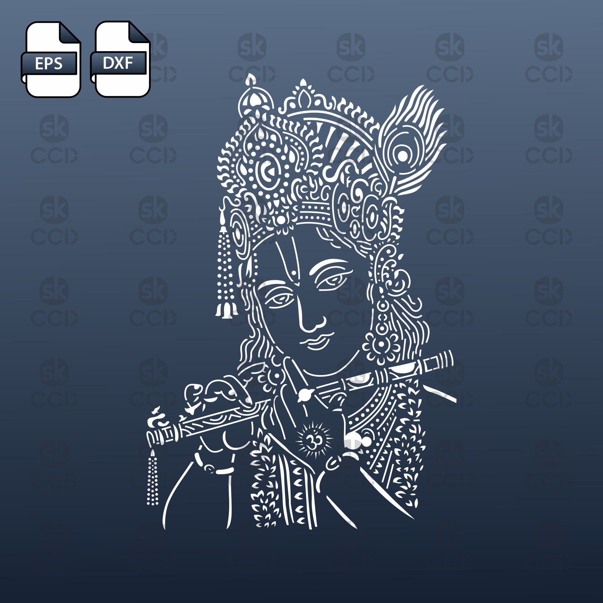 Krishna | Lord Krishna Indian God | Wall Décor | Laser Cutting Design | DXF Vector | Cnc Instant Download File | Cnc Digital Design