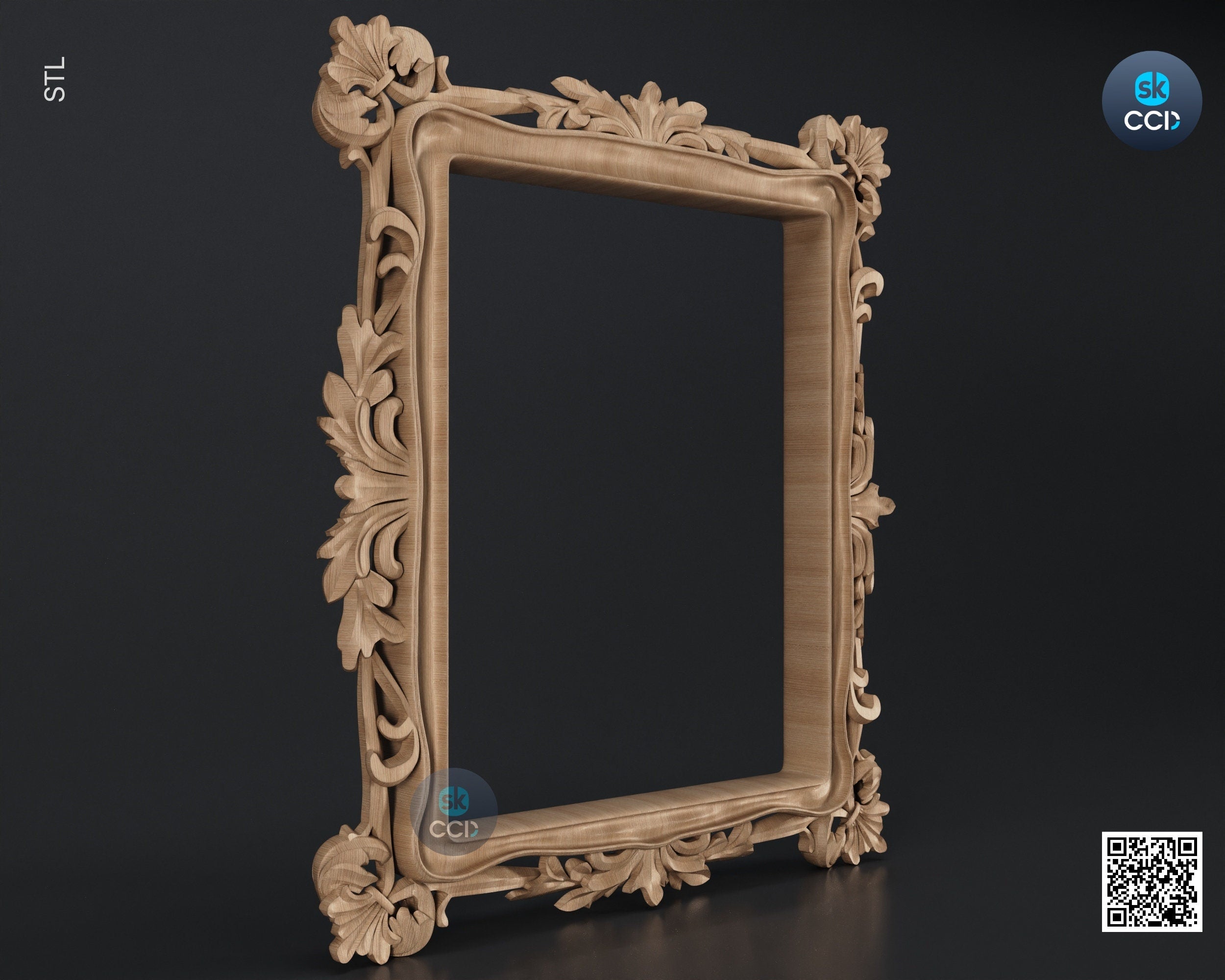 Carved Frame STL 3D Model, Carvign Frame, CNC Router Carving ArtCAM File, CNC files, Wood, Art, Wall Decor SKWF10183