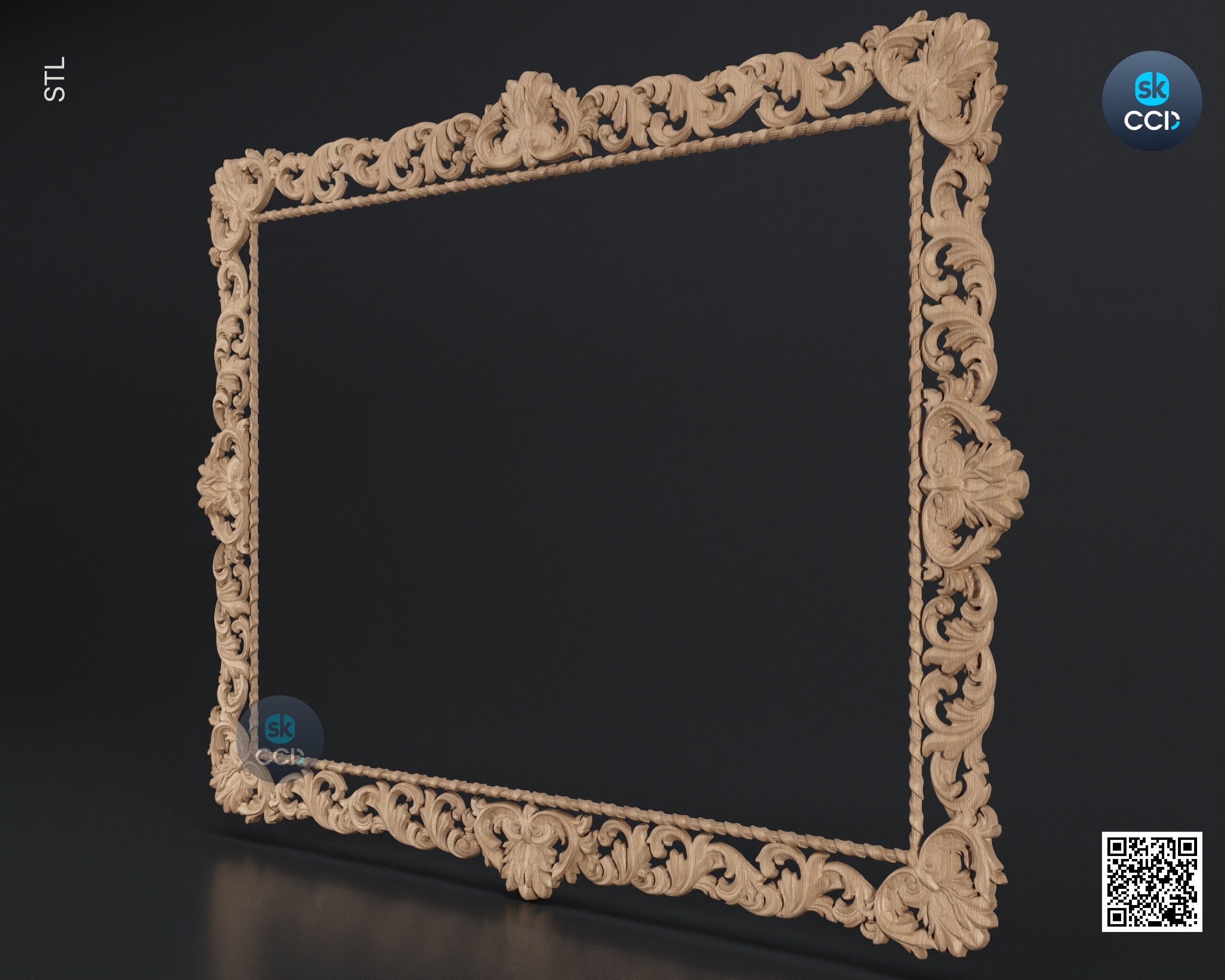 Carved Frame STL 3D Model, Carvign Frame, CNC Router Carving ArtCAM File, CNC files, Wood, Art, Wall Decor SKWF10199