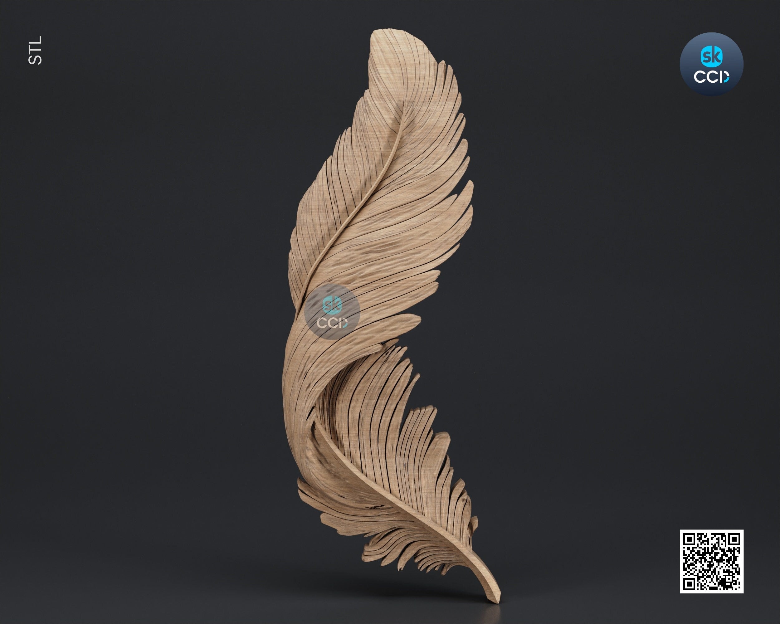 Wood Wall Art, Feather STL Model, CNC Router Carving ArtCAM File, Wall Sculpture, Wood Carving, 3D Model