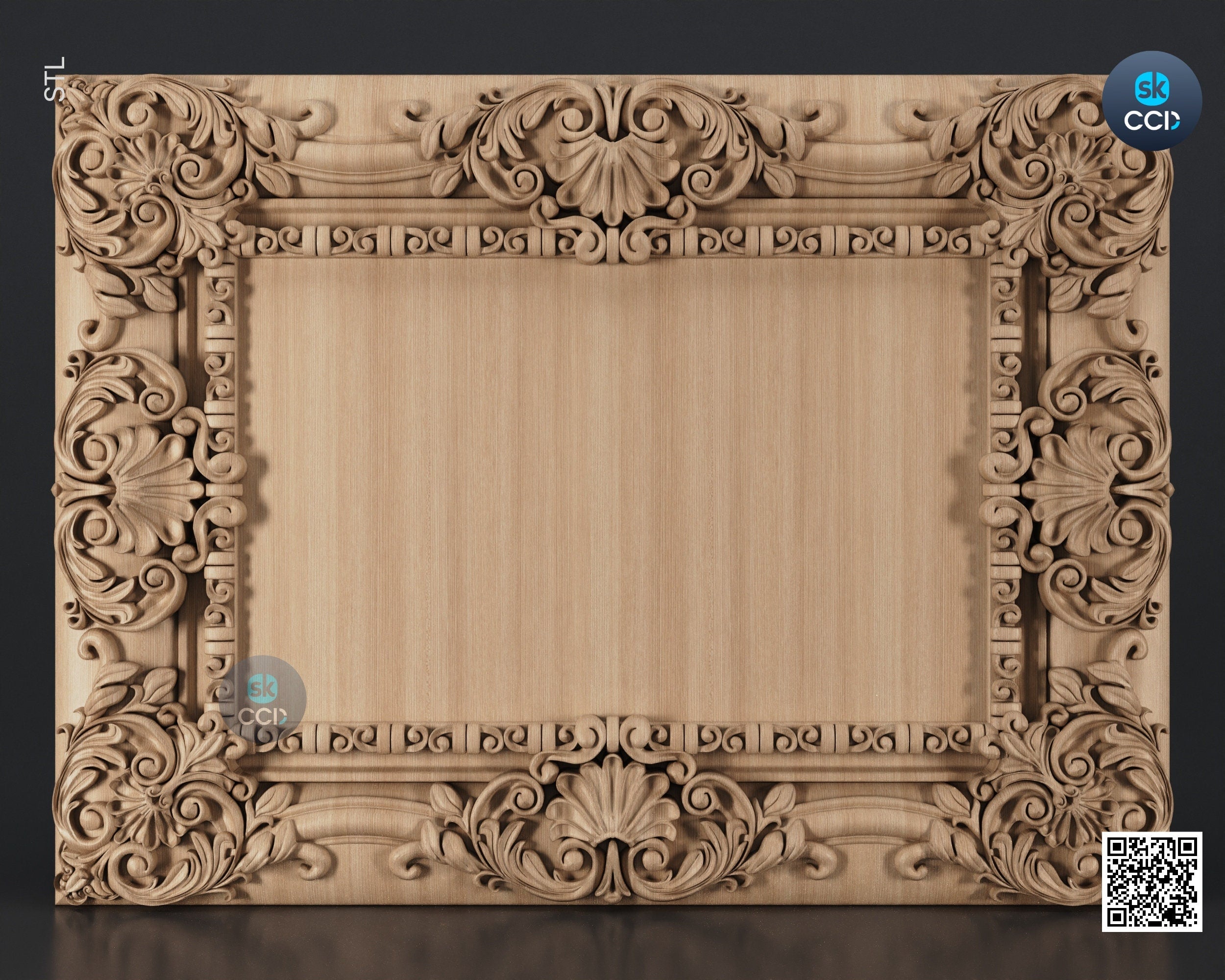 Carved Frame STL 3D Model, Carvign Frame, CNC Router Carving ArtCAM File, CNC files, Wood, Art, Wall Decor SKWF10202