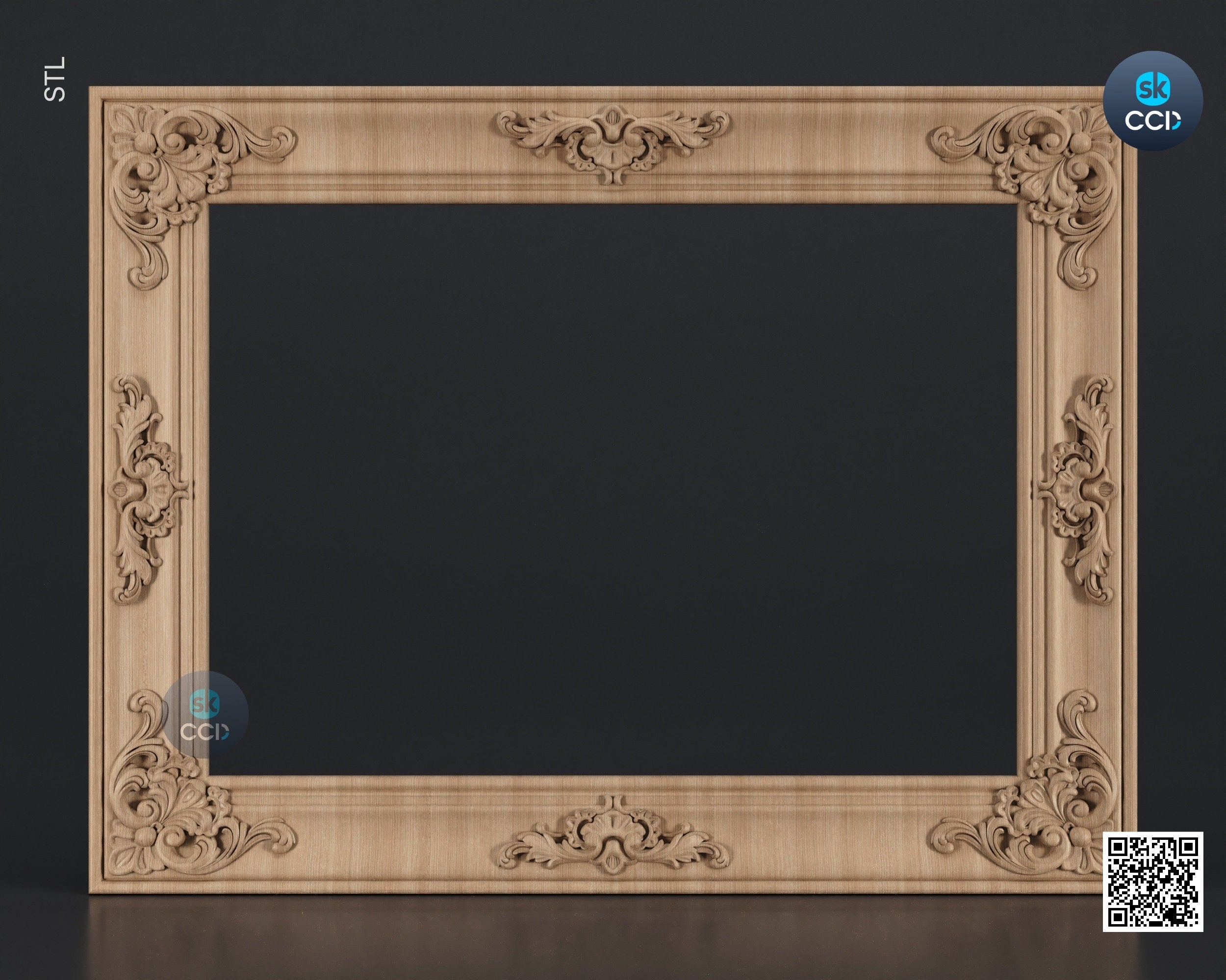Carved Frame STL 3D Model, Carvign Frame, CNC Router Carving ArtCAM File, CNC files, Wood, Art, Wall Decor SKWF10188