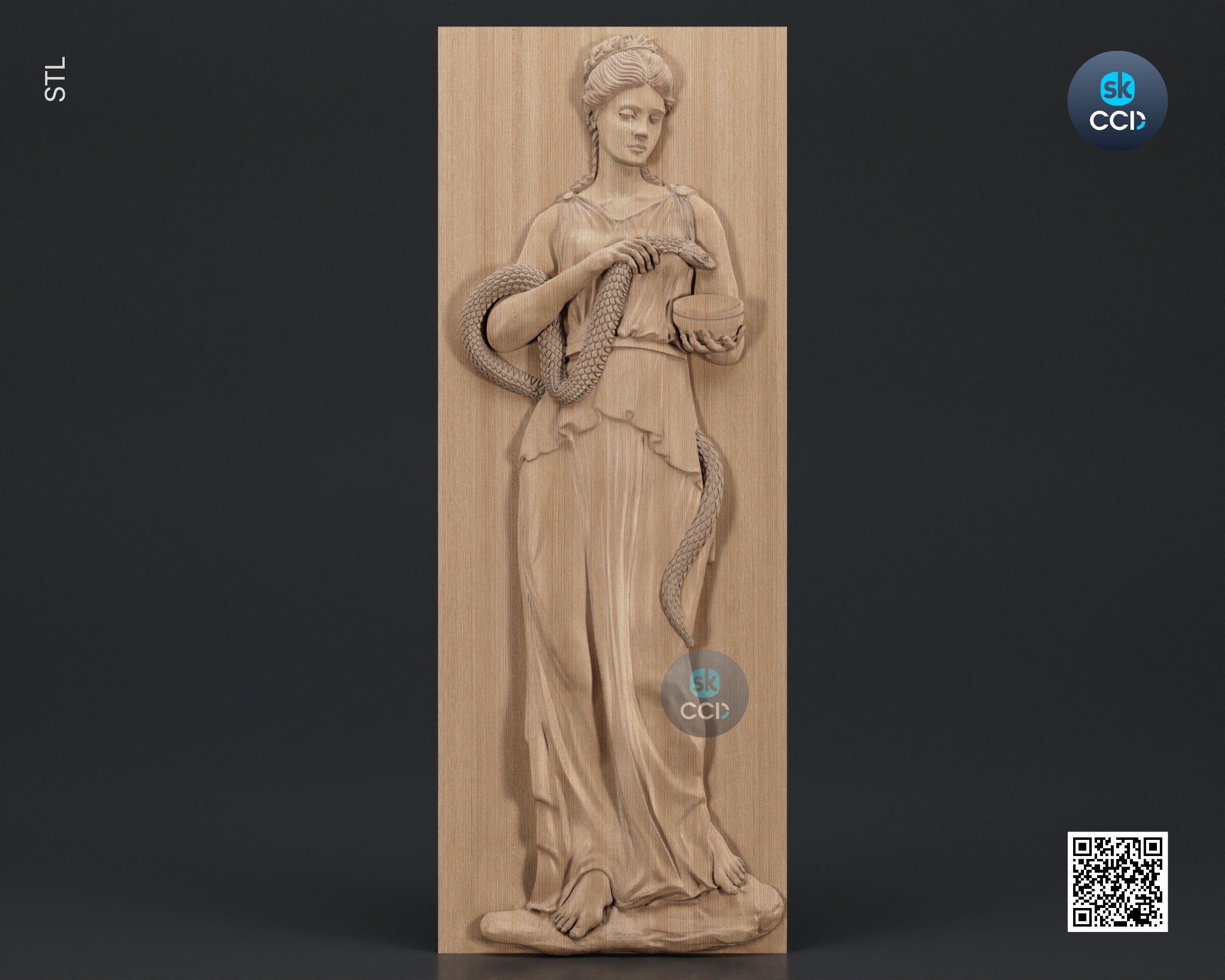 Wood Wall Art, Hygeia STL Model, CNC Router Carving ArtCAM File, Wall Sculpture, Wood Carving, 3D Model