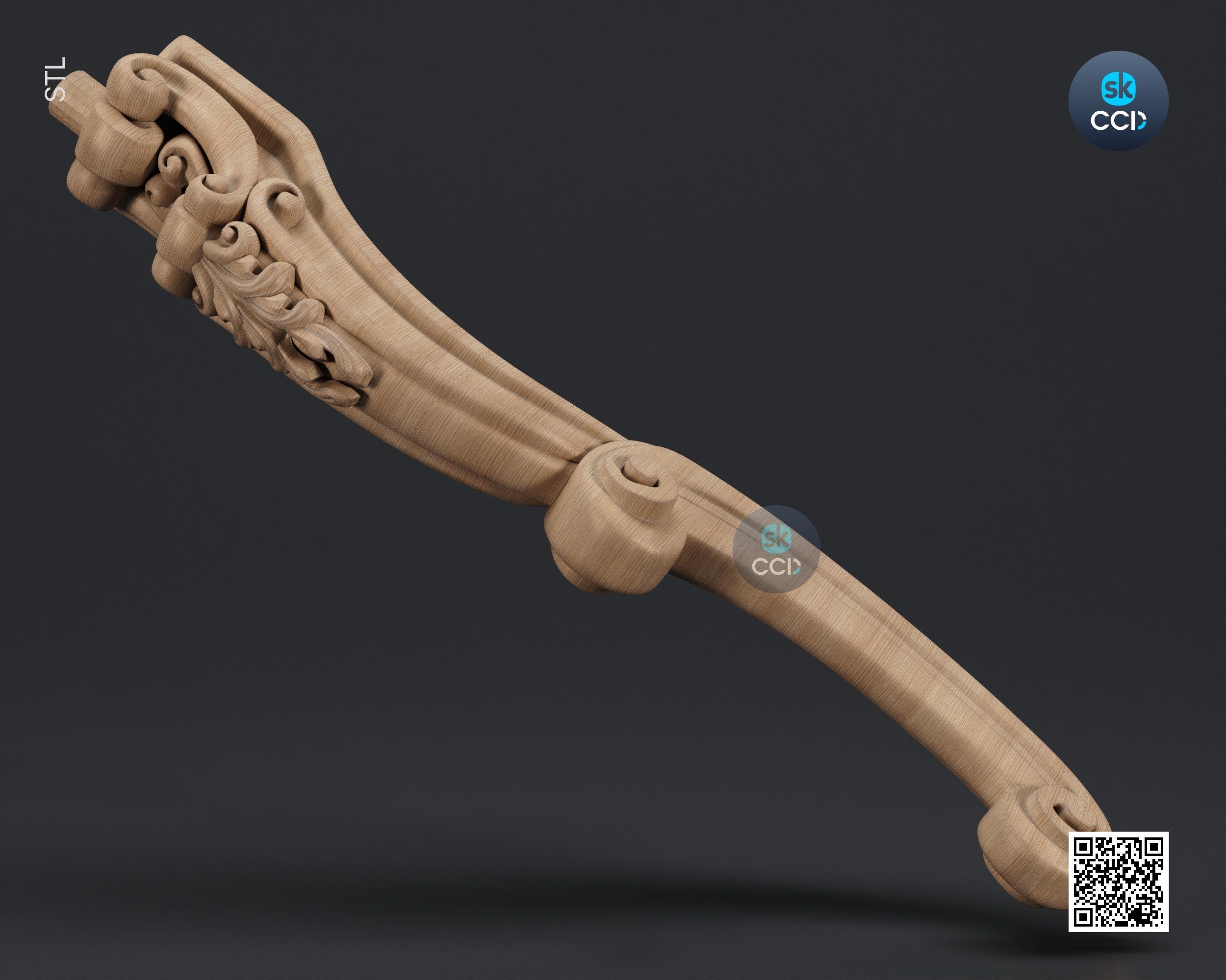Furniture Leg 3D Model For Cnc Router, Wood Carving Digital File, Column Design, Model No. SKWL1024
