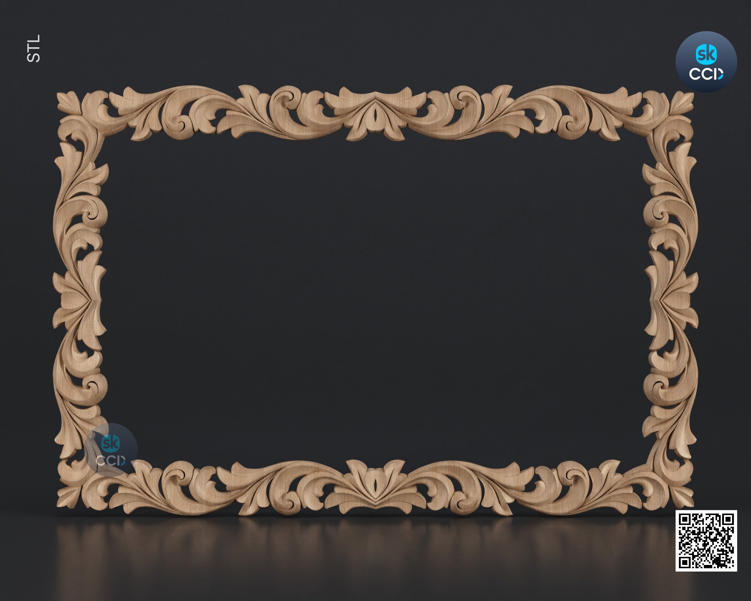 Carved Frame STL 3D Model, Carvign Frame, CNC Router Carving ArtCAM File, CNC files, Wood, Art, Wall Decor SKWF10155